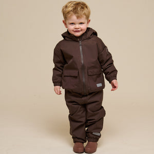 Shell Jacke mit Path-Tasche - Kids - Chocolate | 100499 Luke