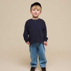 Texturiertes Langarm-T-Shirt - Kids - Navy | 100703 Malthe
