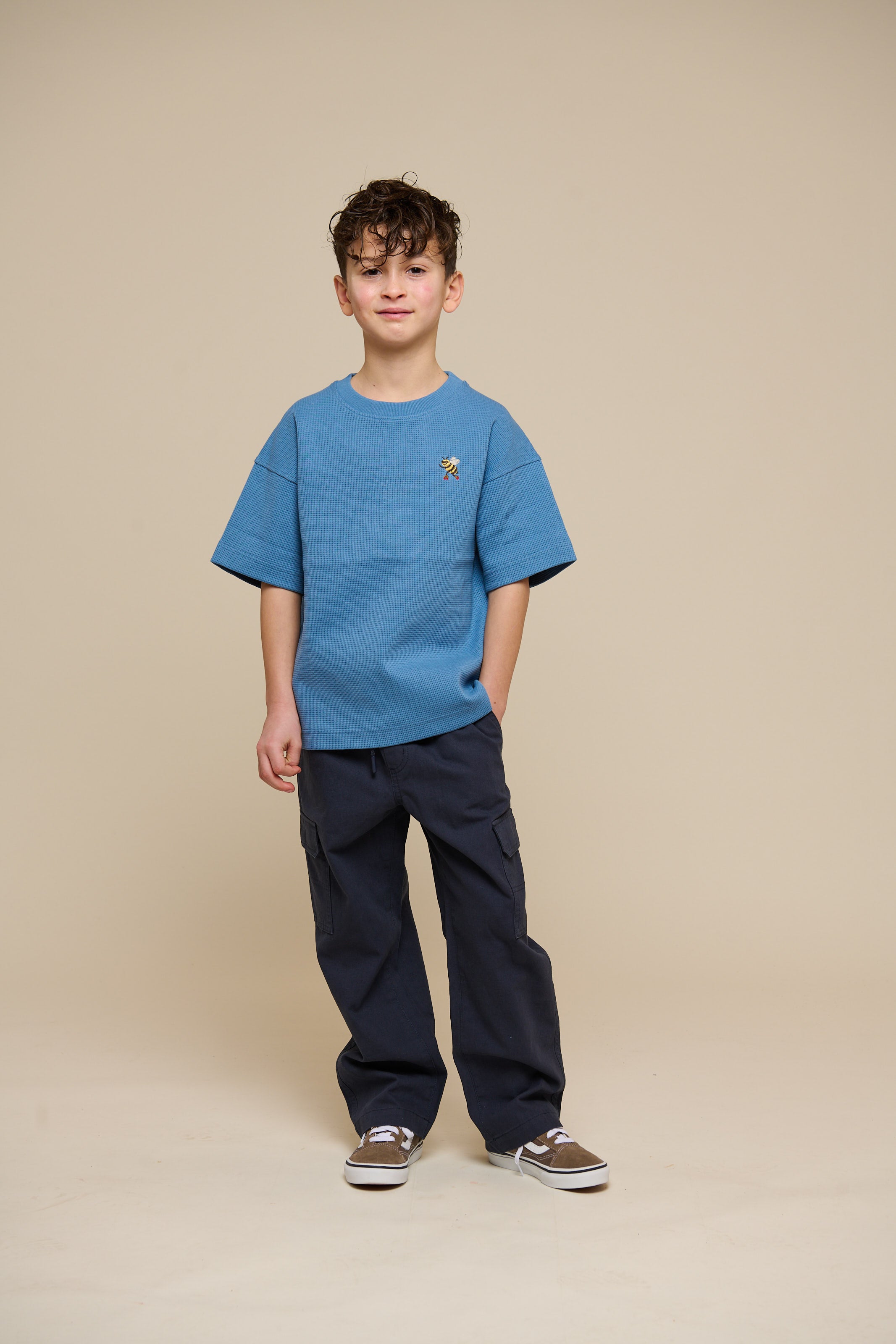 Waffel T-Shirt - Tween - Dusty Blue | 101151 Evan