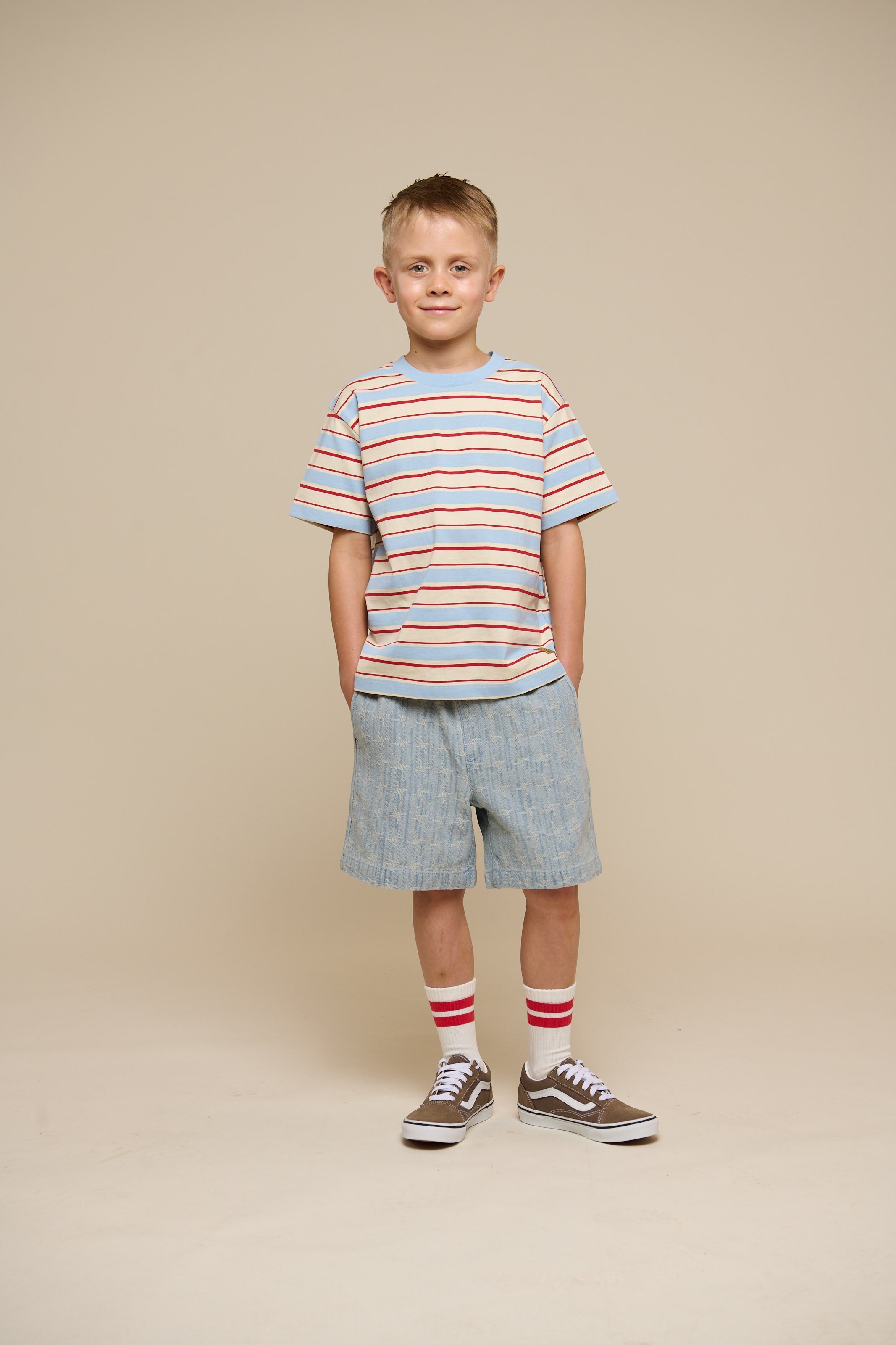 Retro Gestreiftes T-Shirt - Tween - Powder Blue | 101276 Steven