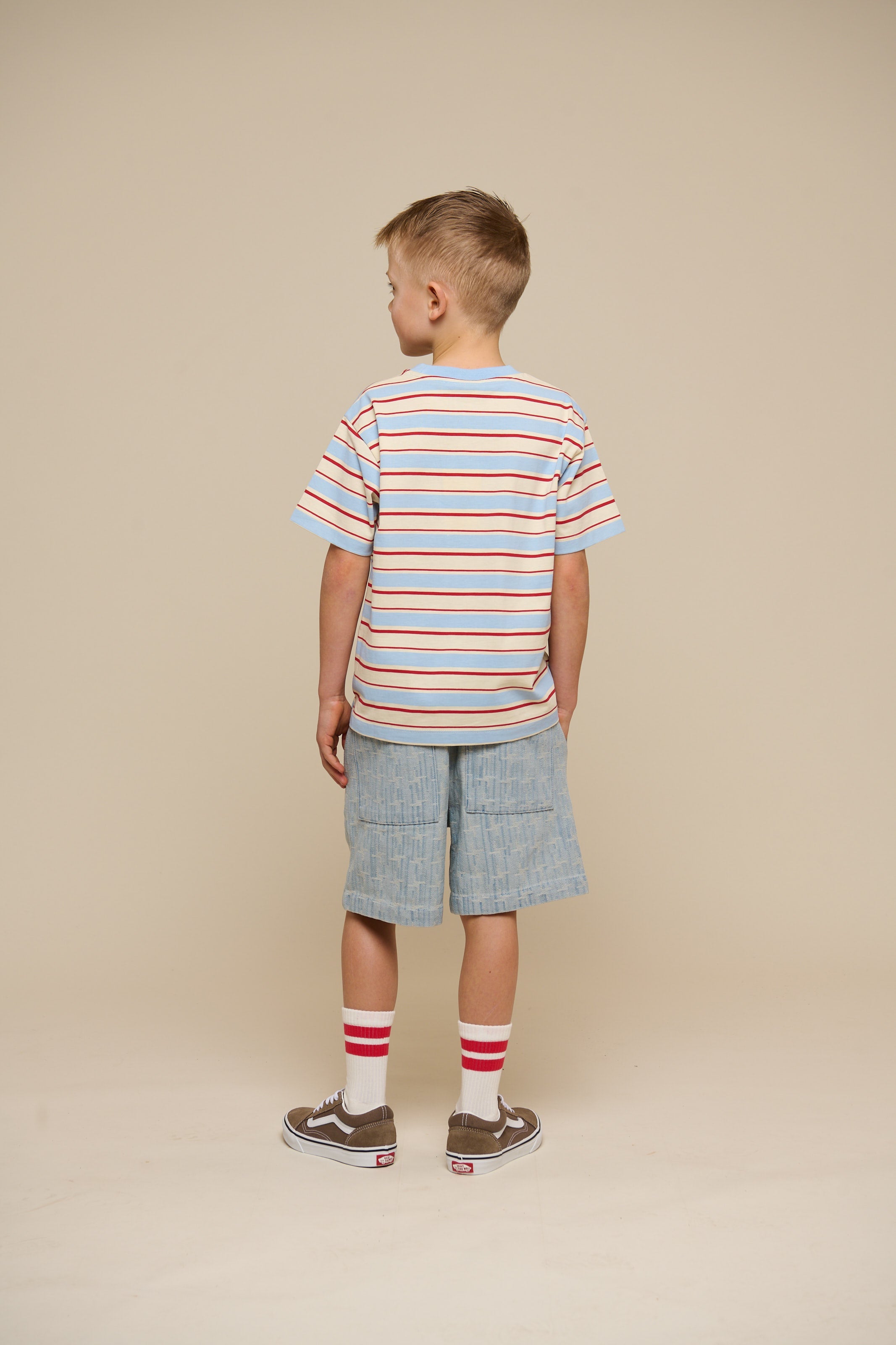 Retro Gestreiftes T-Shirt - Tween - Powder Blue | 101276 Steven