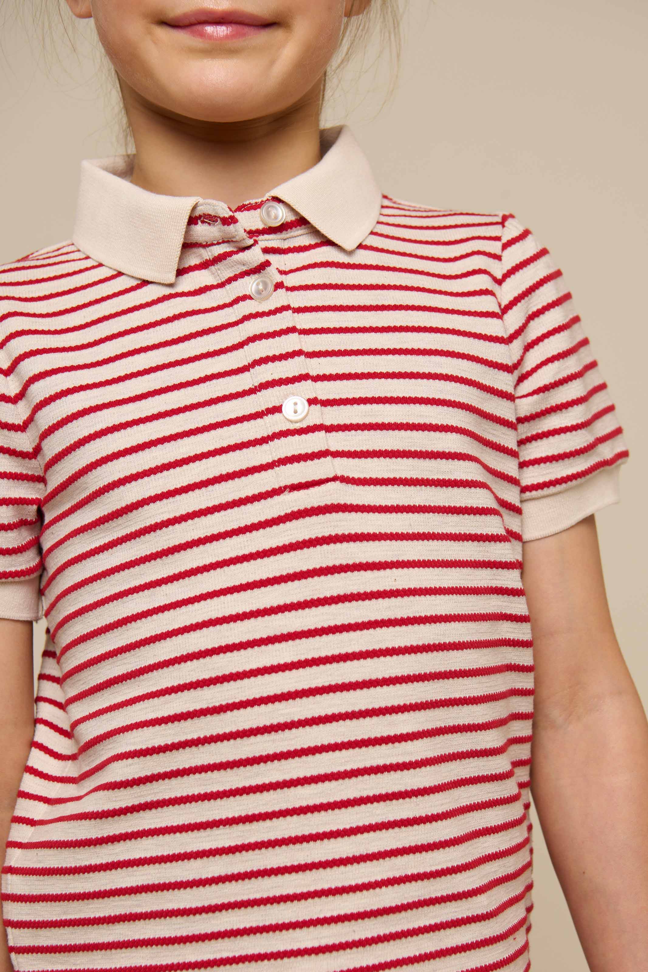 Gestreiftes Jersey-Poloshirt - Tween - Cherry Red | 101003 Emmie