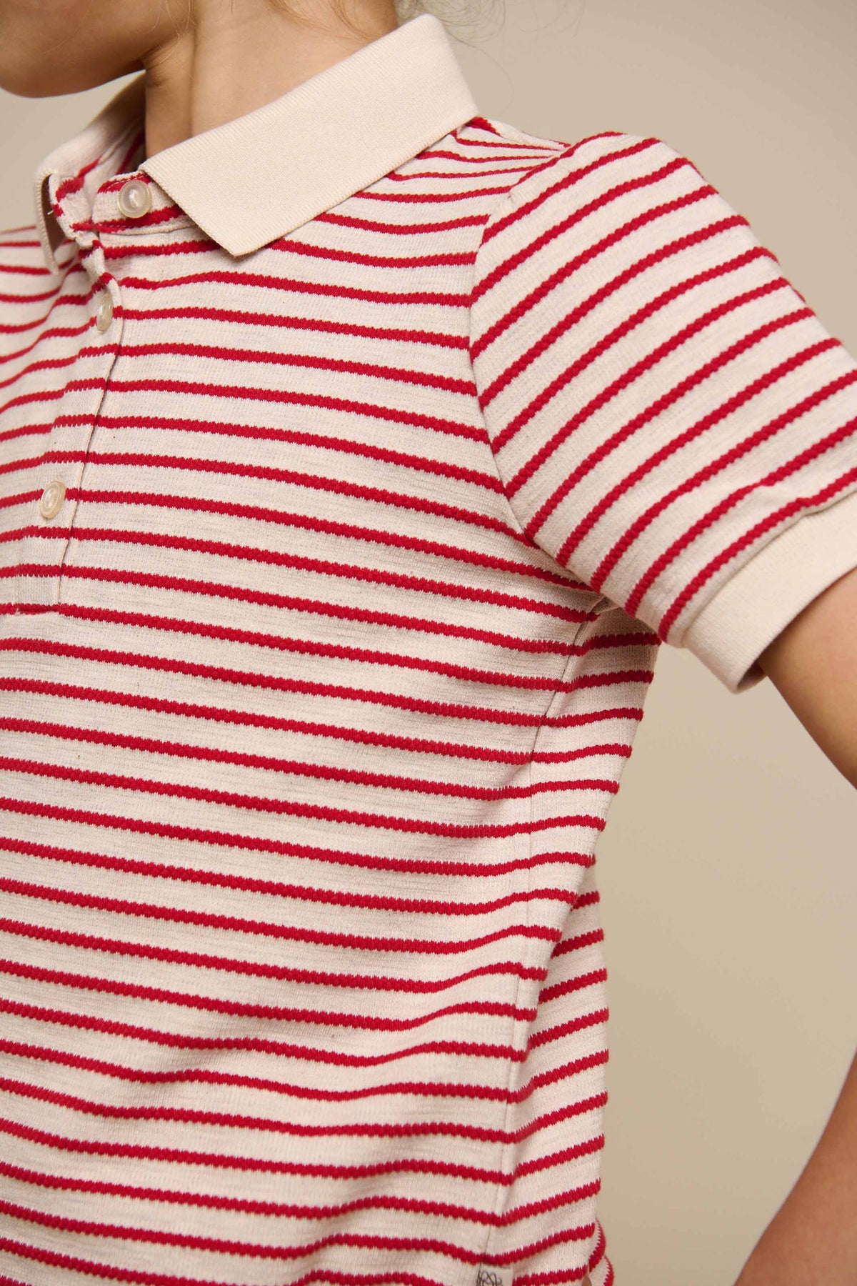 Gestreiftes Jersey-Poloshirt - Tween - Cherry Red | 101003 Emmie