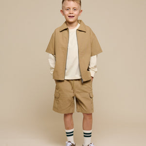 Canvas-Hemdjacke mit Reißverschluss - Kids - Khaki | 101124 Isack