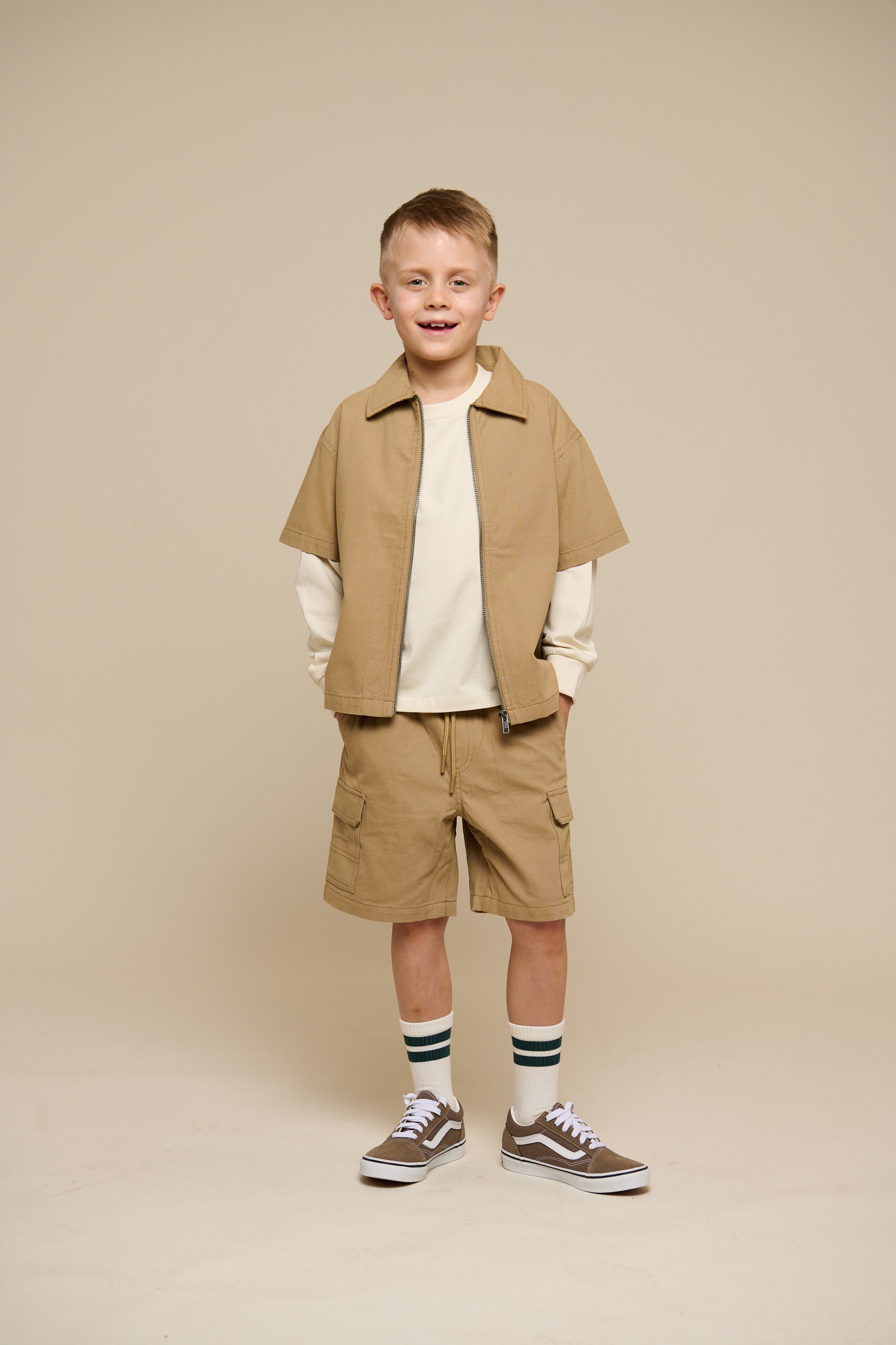 Canvas-Hemdjacke mit ReiΓverschluss - Kids - Khaki | 101124 Isack