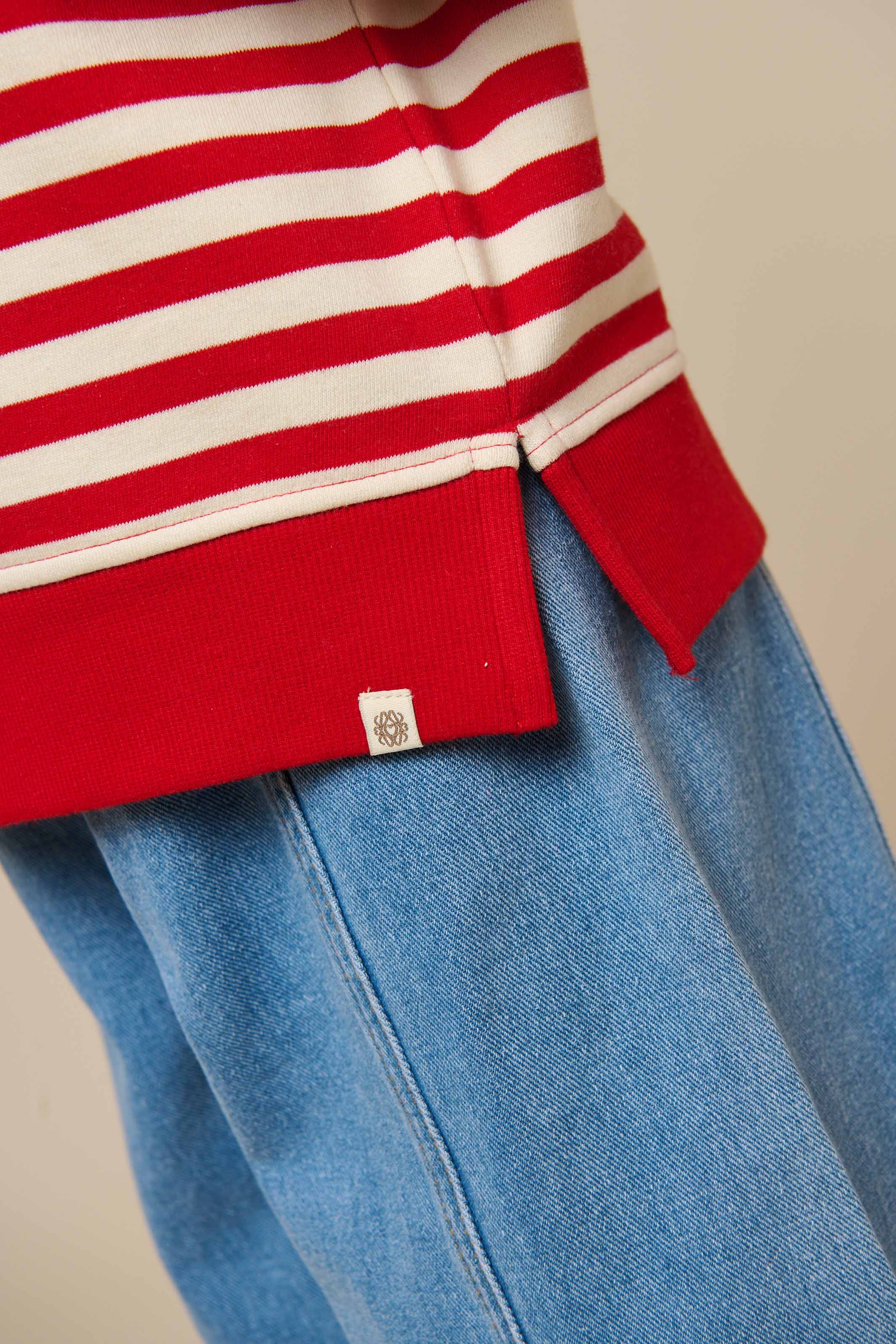 Gestreiftes Crewneck Sweatshirt - Tween - Cherry Red Stripe | 101343 Daniella