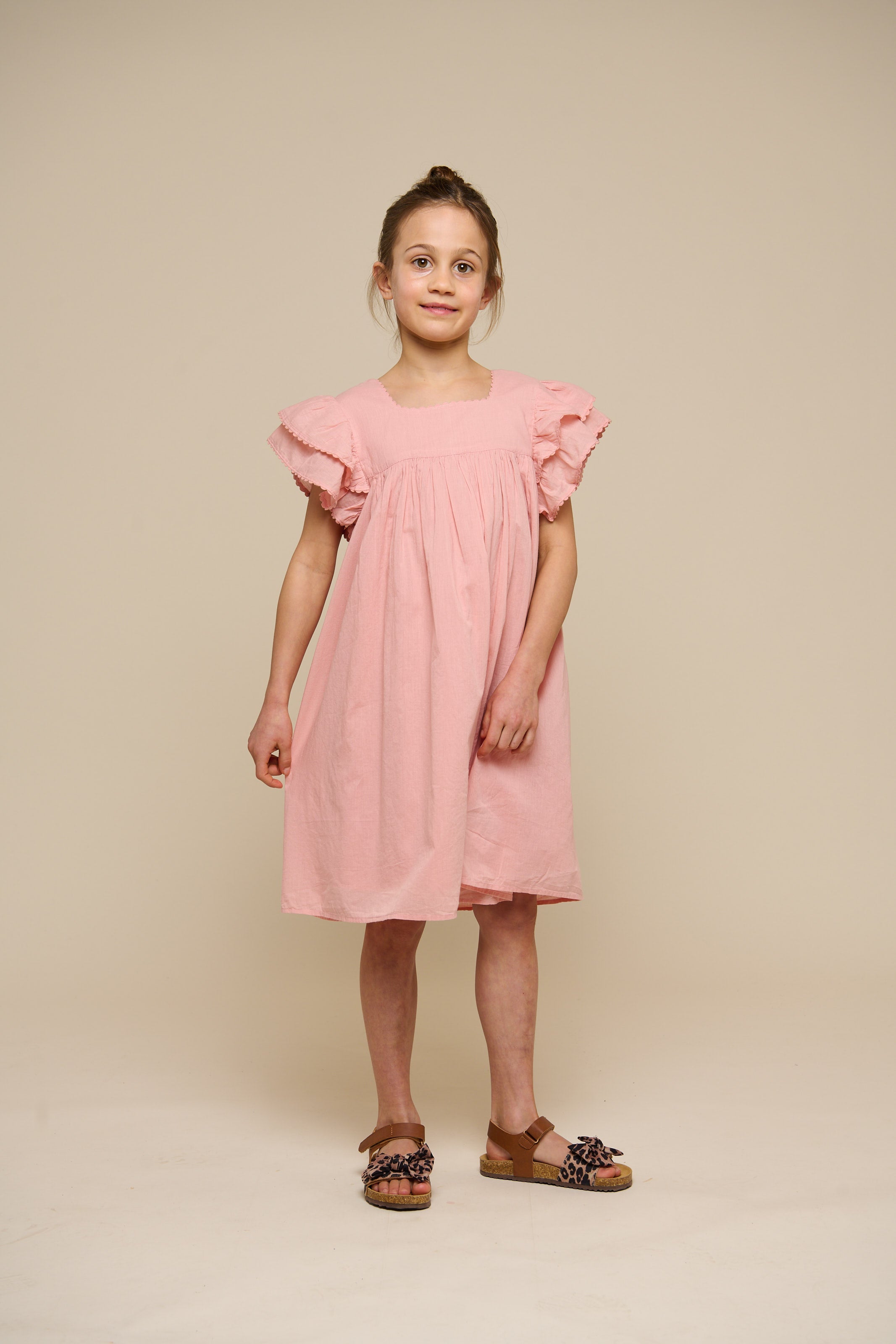 Baumwollkleid mit Zick Zack Rüsche - Tween - Rose Tan | 101065 Alma