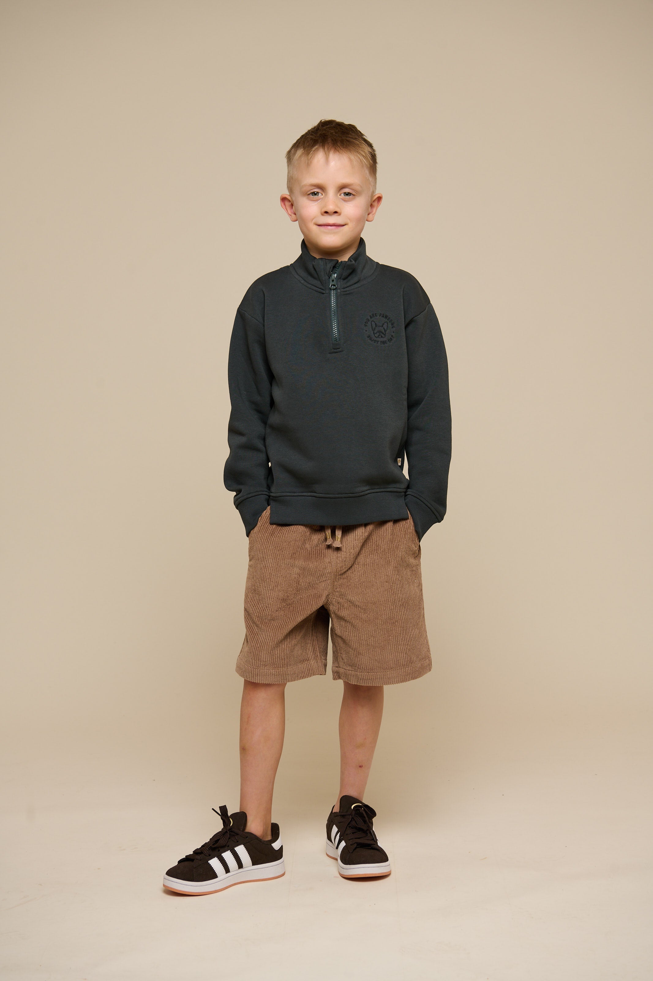 Sweatshirt mit halbem Reißverschluss - Tween - Forest Green | 100811 Tristan
