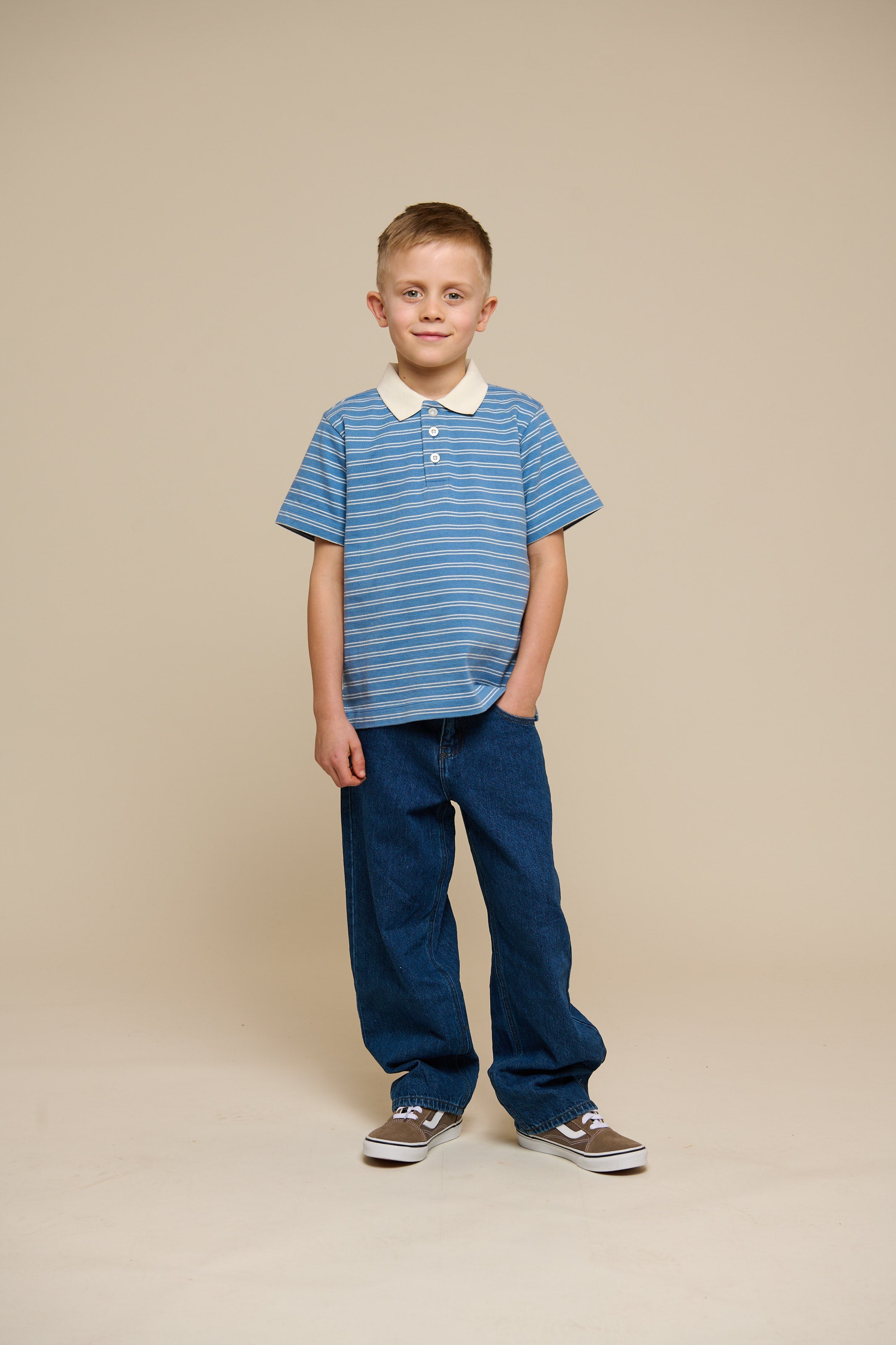 Gestreiftes Jersey-Poloshirt - Tween - Dusty Blue | 101176 Otto