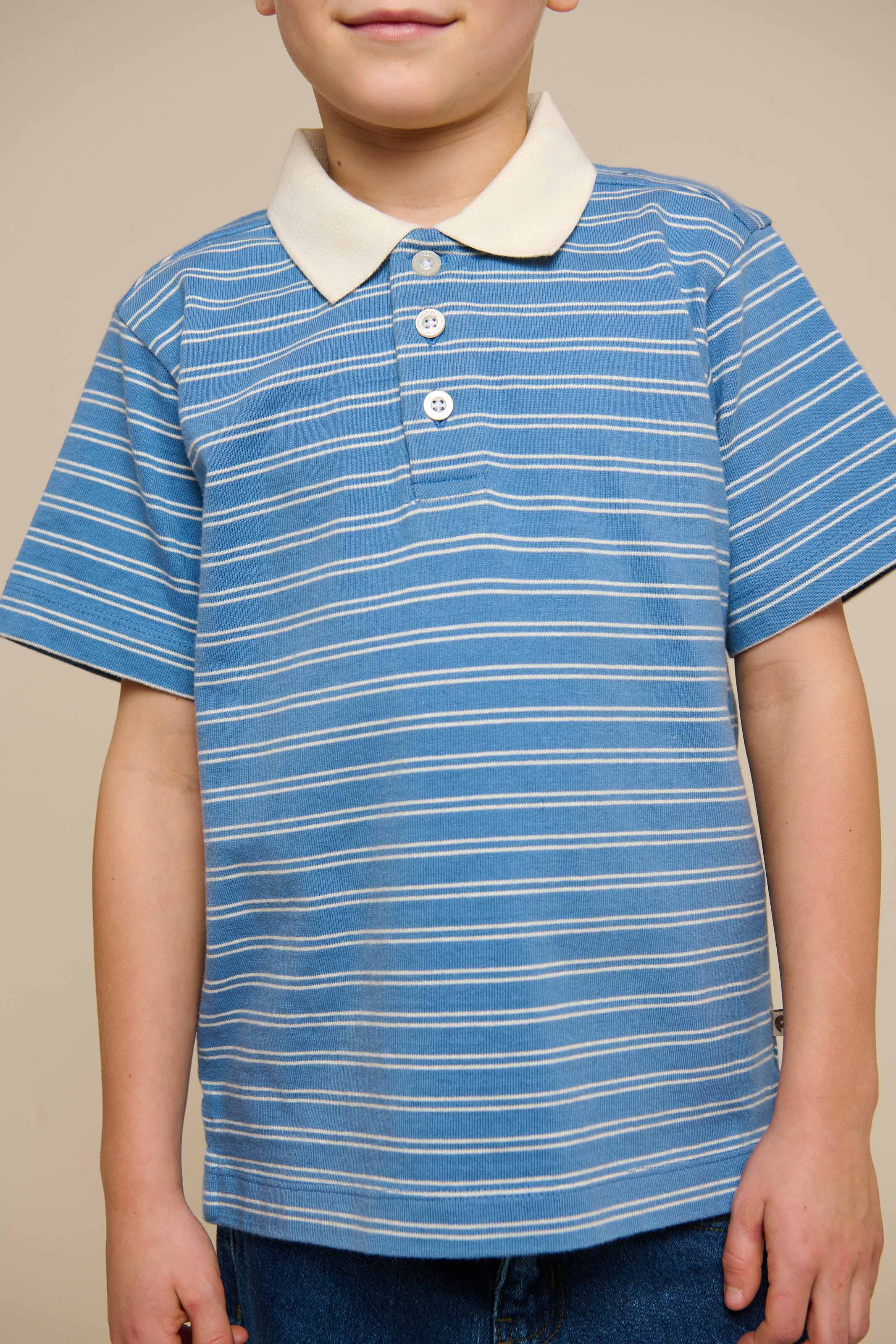 Gestreiftes Jersey-Poloshirt - Tween - Dusty Blue | 101176 Otto