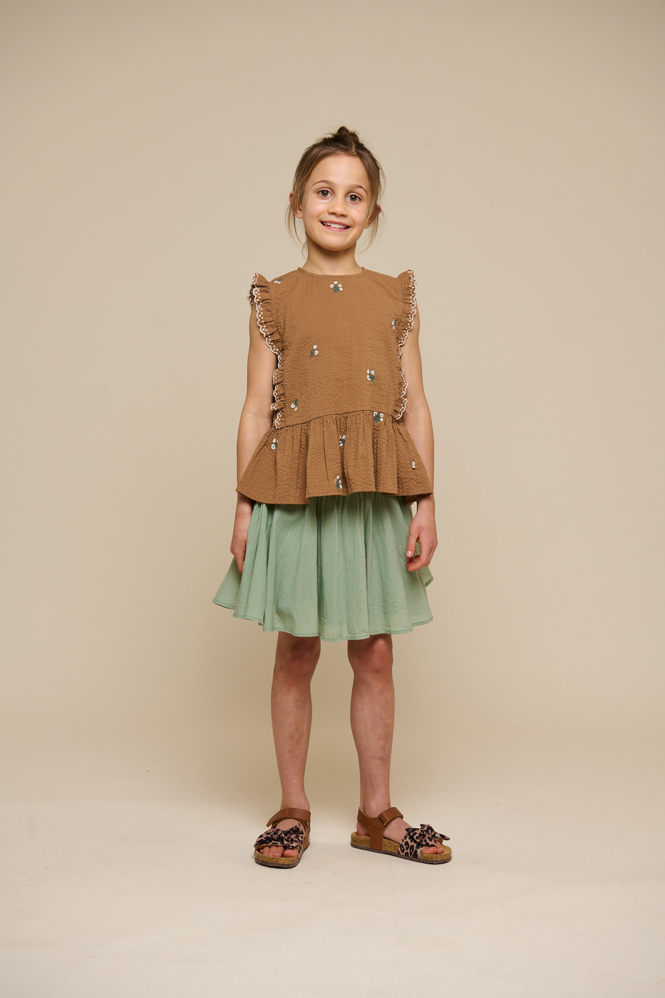 Baumwollrock mit Zick Zack Rüsche - Tween - Dusty Green | 101069 Alma