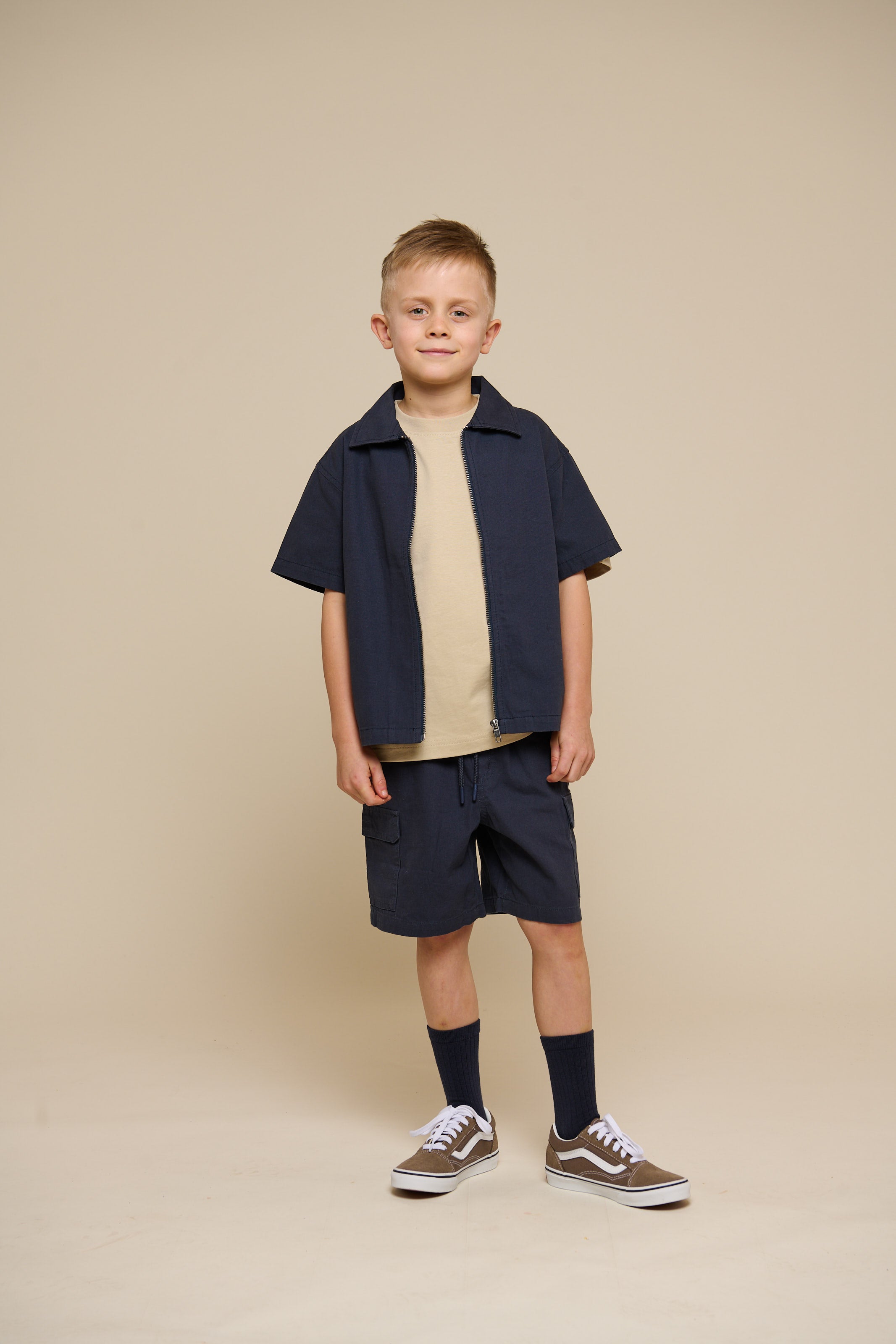 Canvas-Hemdjacke mit Reißverschluss - Kids - Navy | 101126 Isack