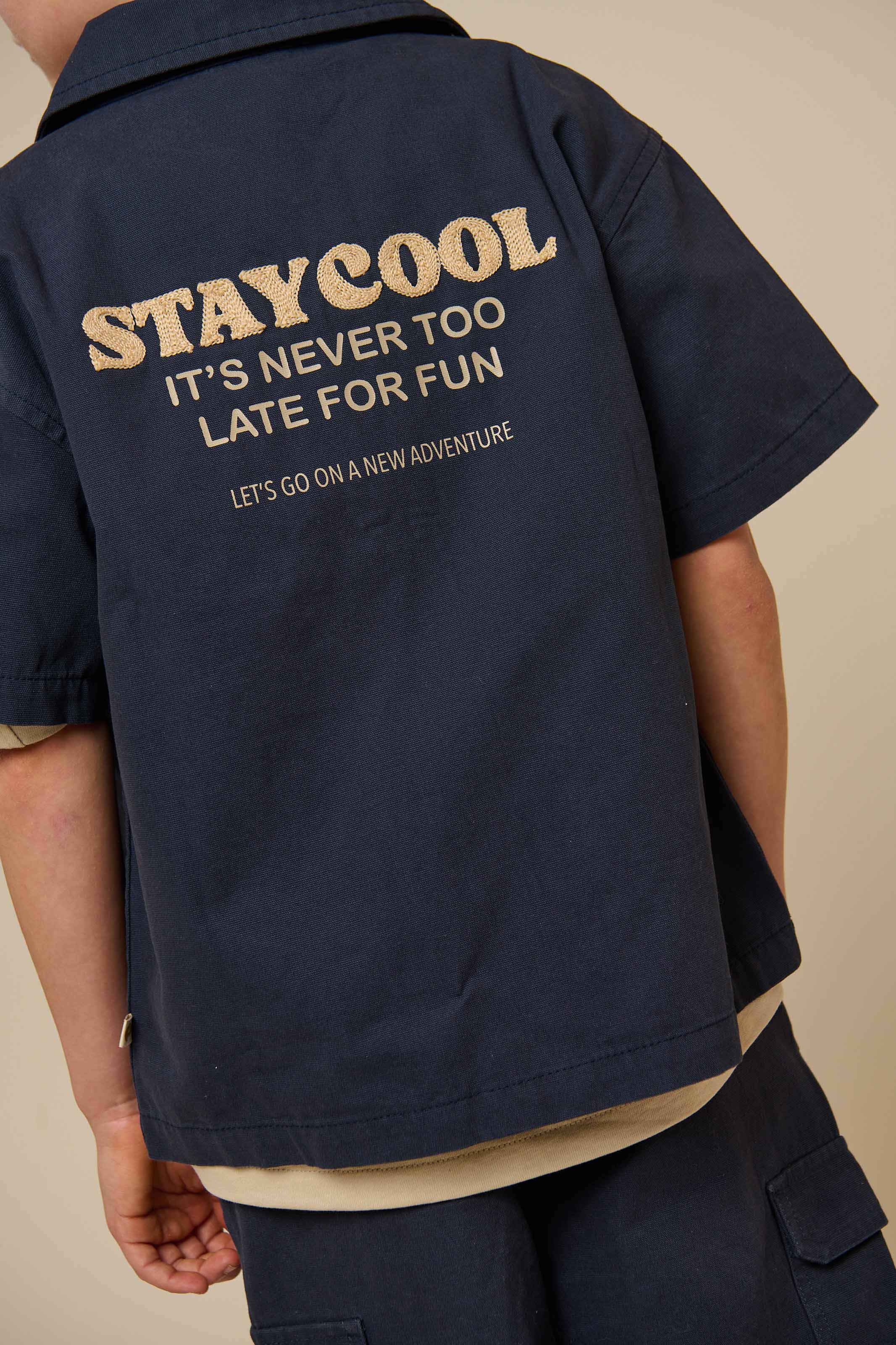 Canvas-Hemdjacke mit Reißverschluss - Tween - Navy | 101127 Isack