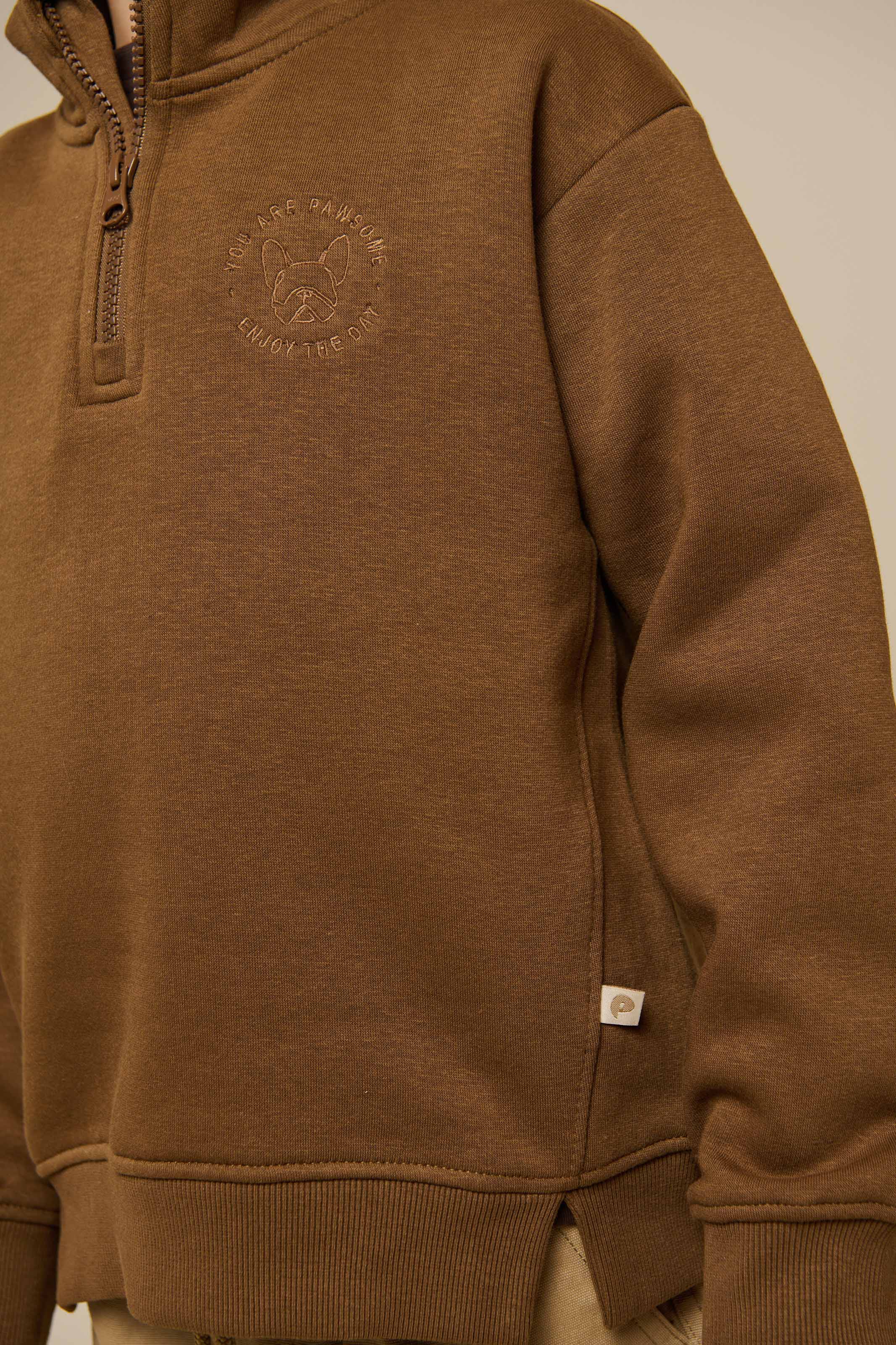 Sweatshirt mit halbem Reißverschluss - Tween - Coffee | 100809 Tristan