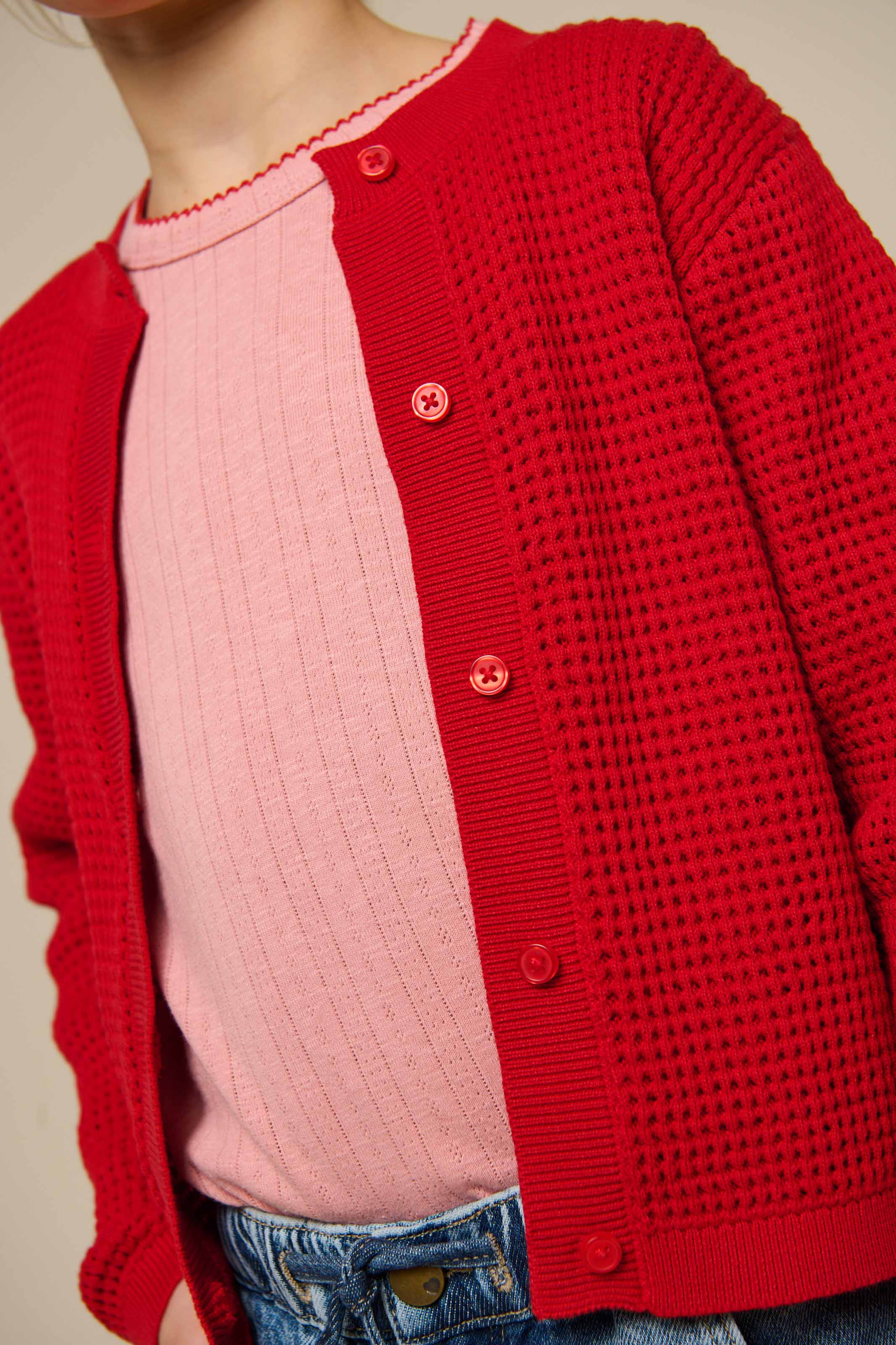 Baumwoll-Strickjacke - Tween - Cherry Red | 101270 Katie