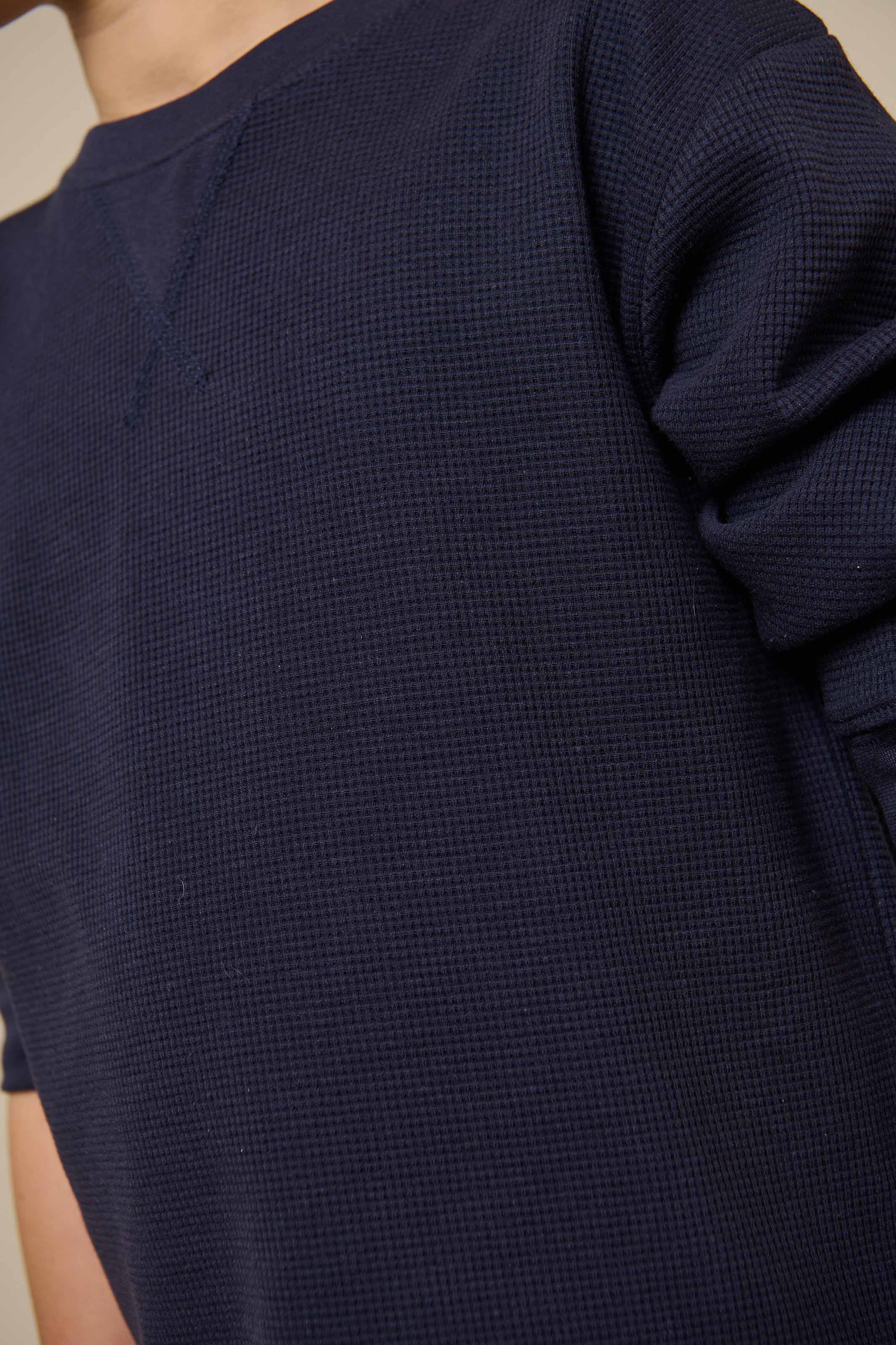 Texturiertes Langarm-T-Shirt - Kids - Navy | 100703 Malthe