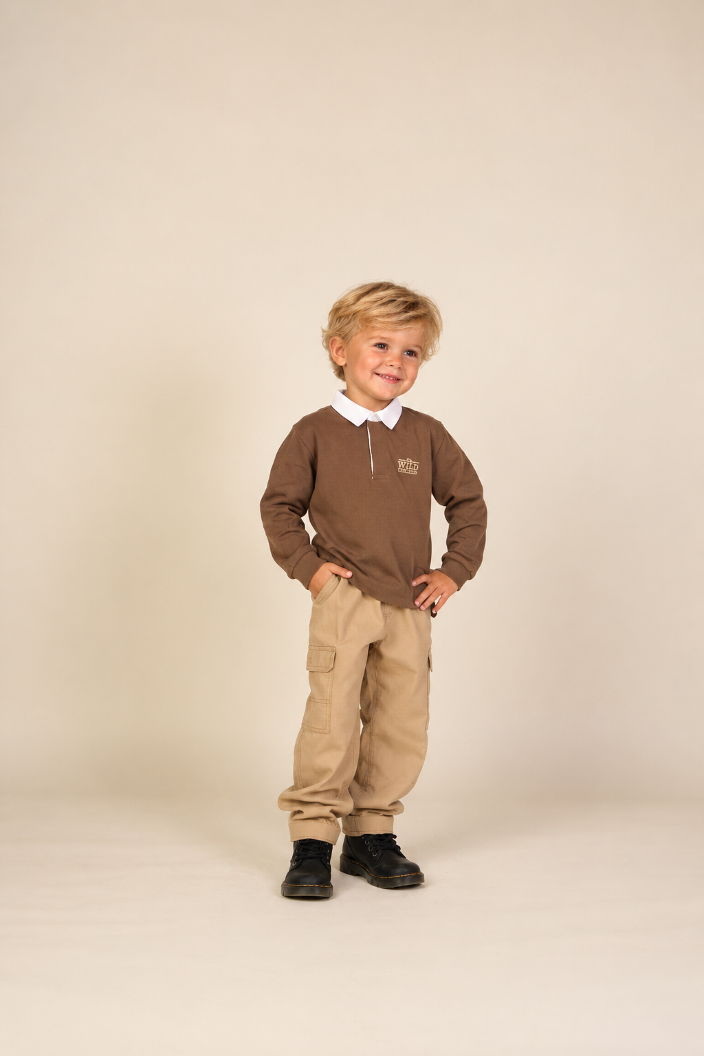 Langarm-Poloshirt aus Jersey Kids - Dark Brown | 101693 Ruben