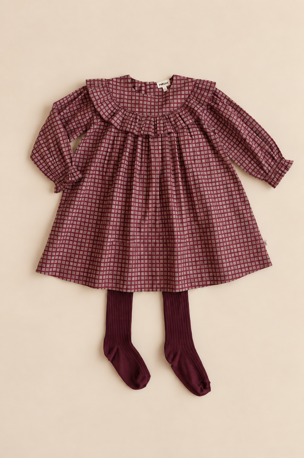 Popelinekleid mit Rüschen Kids - Bordeaux Check | 101440 Julia