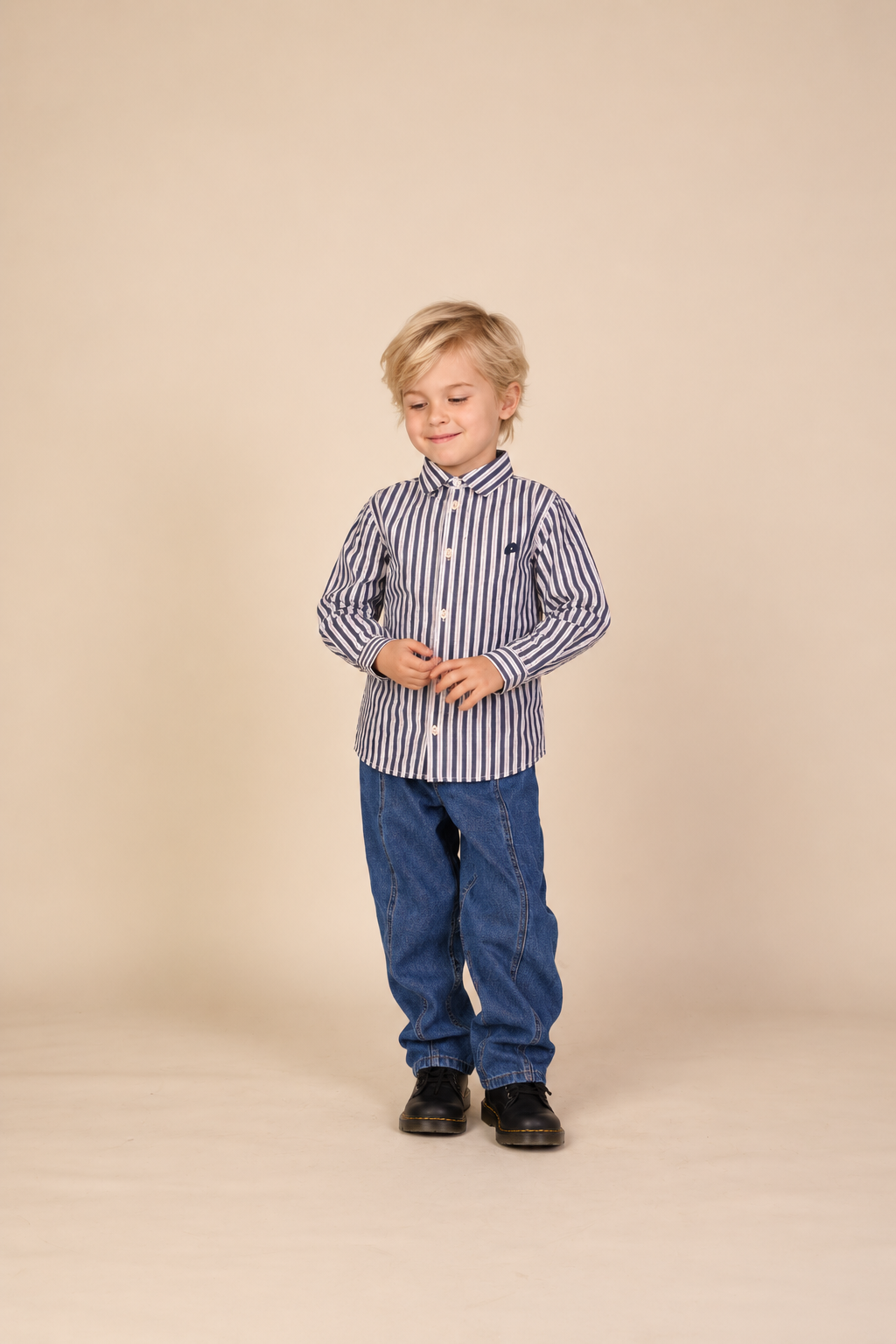 Gestreiftes Baumwollhemd Kids - Navy Stripe | 101653 Milo