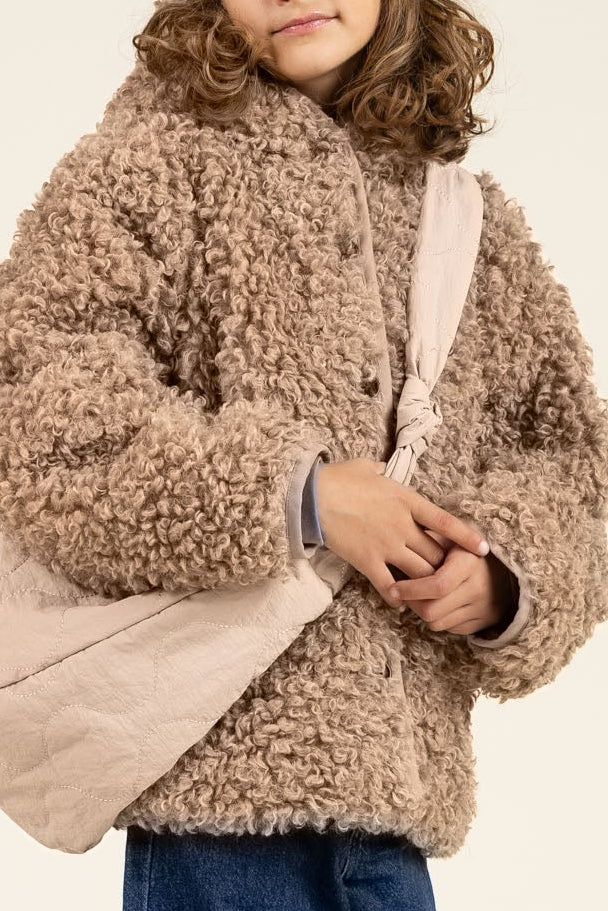 Faux Fur Hooded Jacket - Tween - Caffe Latte | 100548 Ellie