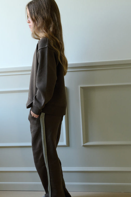 Rib Detail Sweatshirt - Tween - Dark Brown | 101627 Zoe