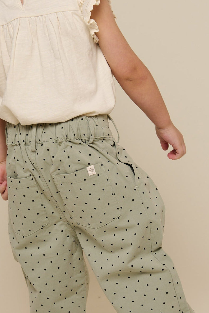 Twill-Hose mit Punkten - Kids - Dusty Green | 100616 Iris