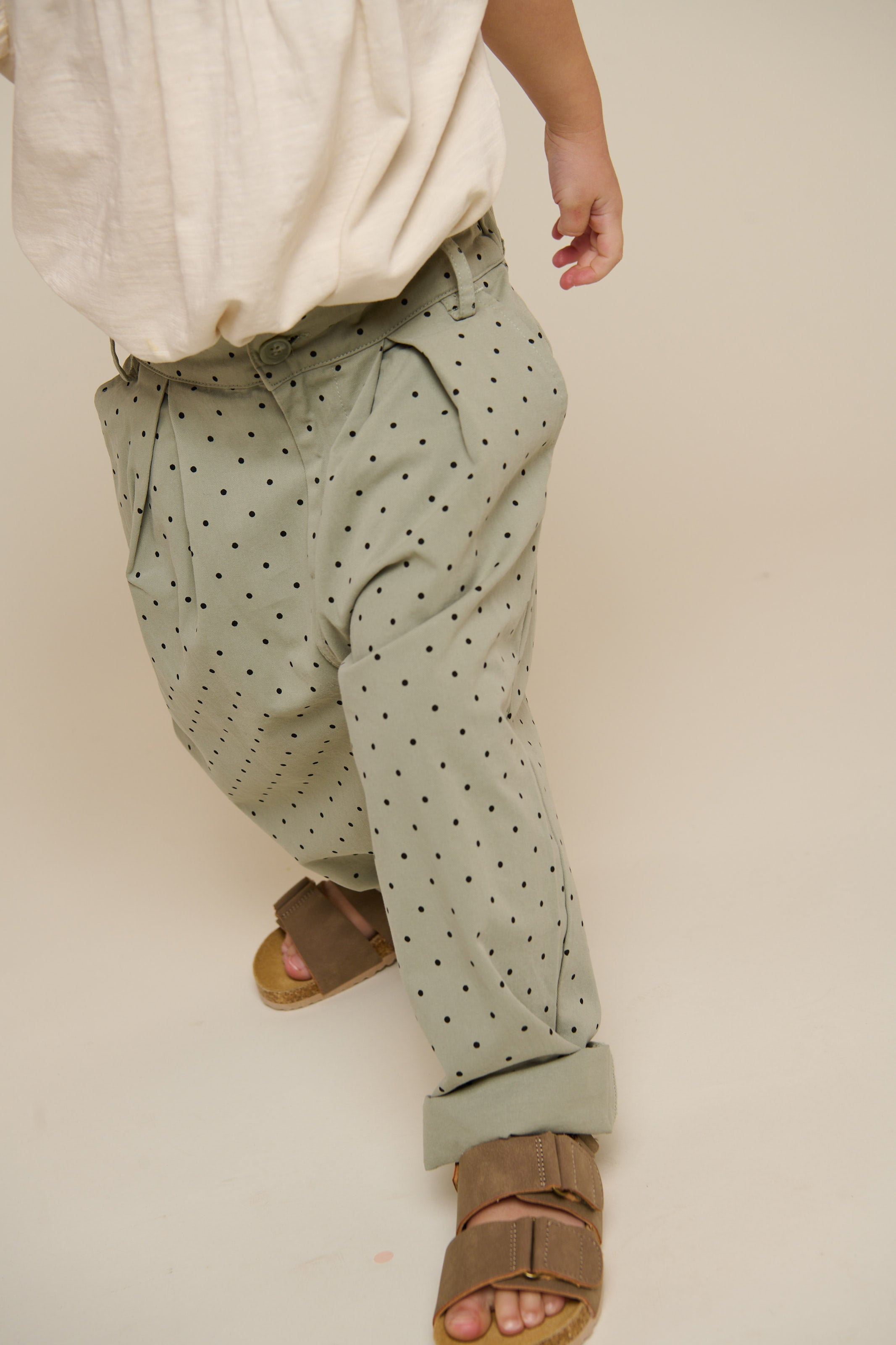 Twill-Hose mit Punkten - Kids - Dusty Green | 100616 Iris