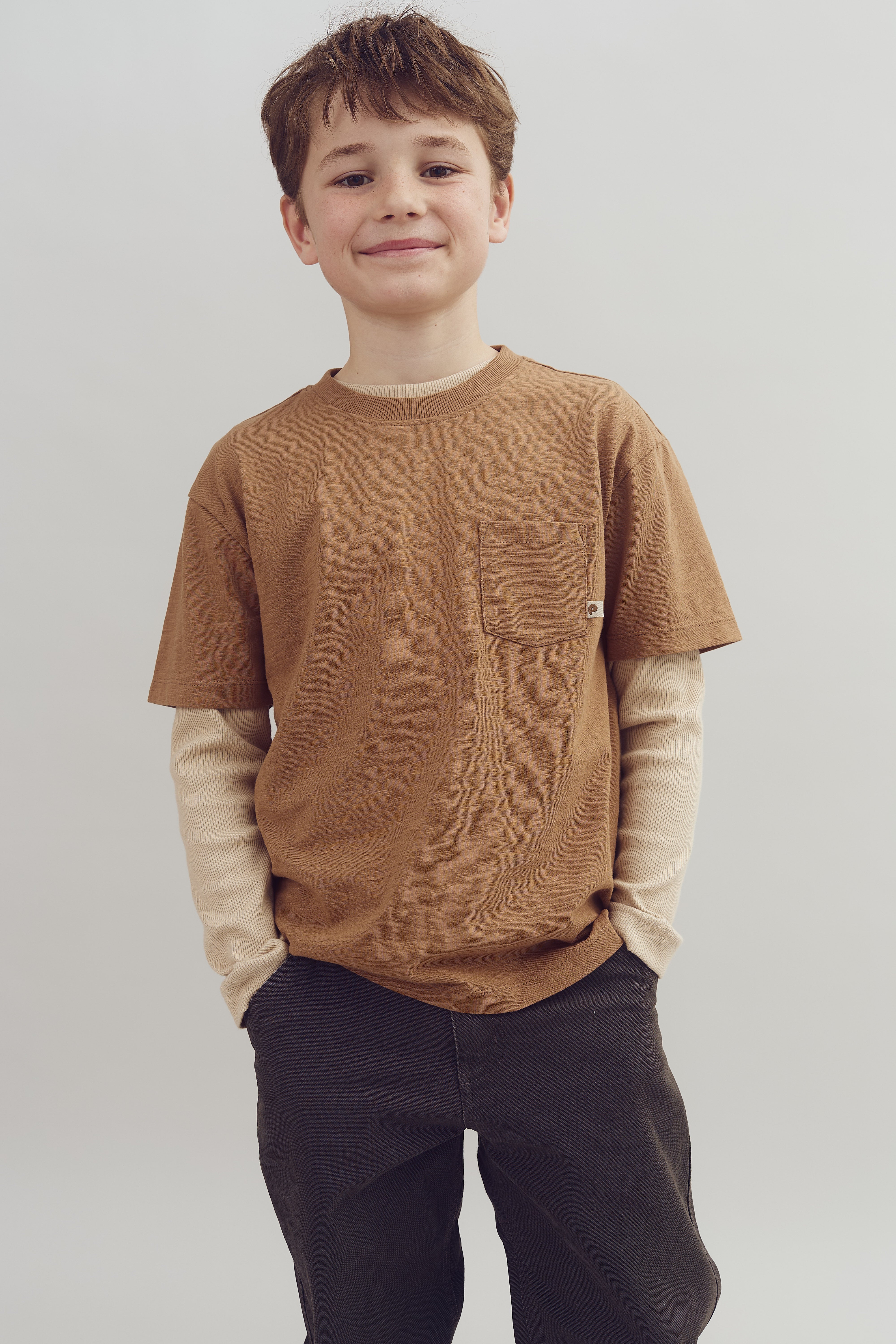 Slub-Jersey T-Shirt mit Tasche - Tween - French Beige | 100410 Emil
