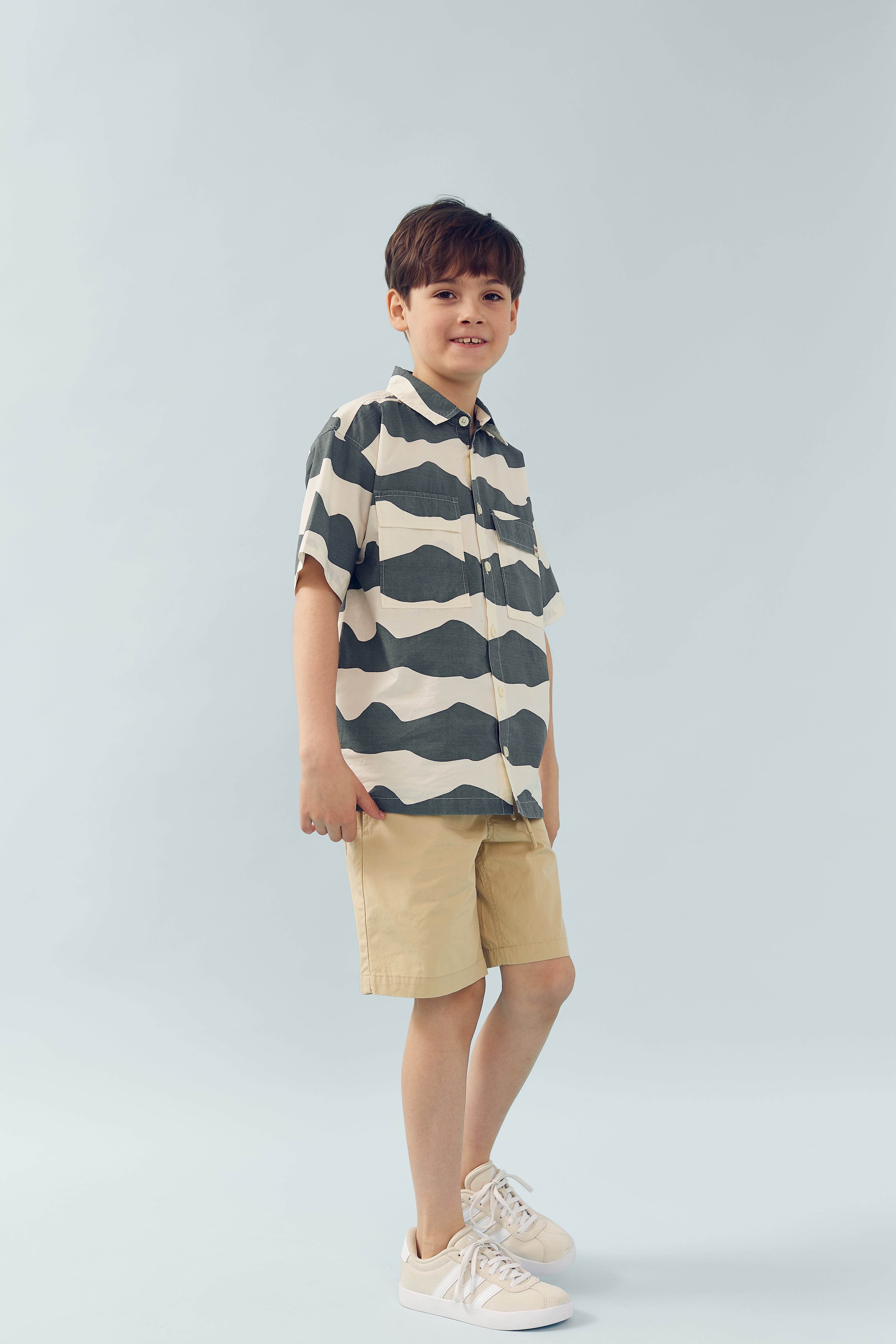 Popeline Wave Shirt - Tween - Petrol | 100404 Kean