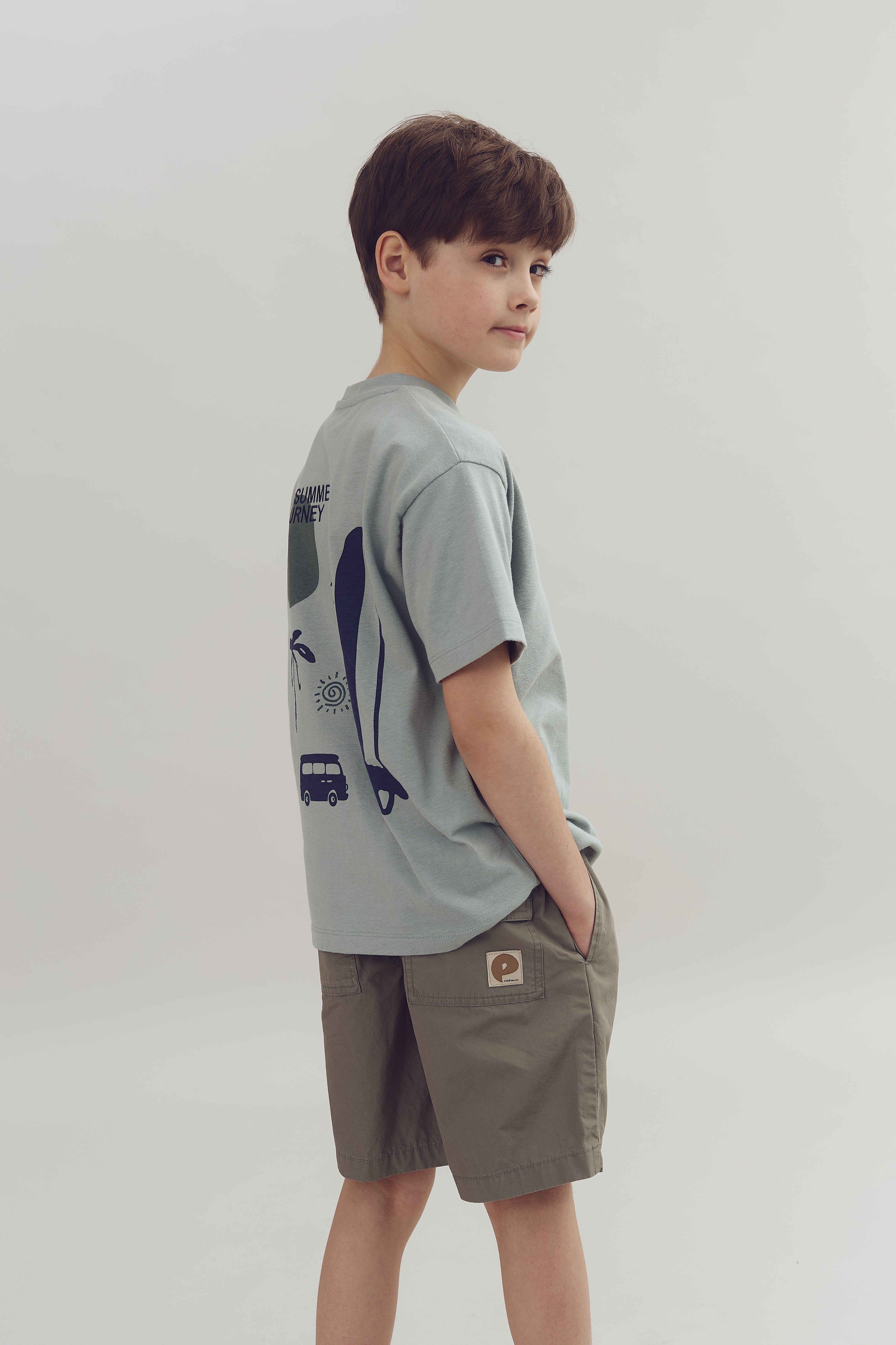 Popeline Shorts Solid - Tween - Green Smoke | 100348 Sixten