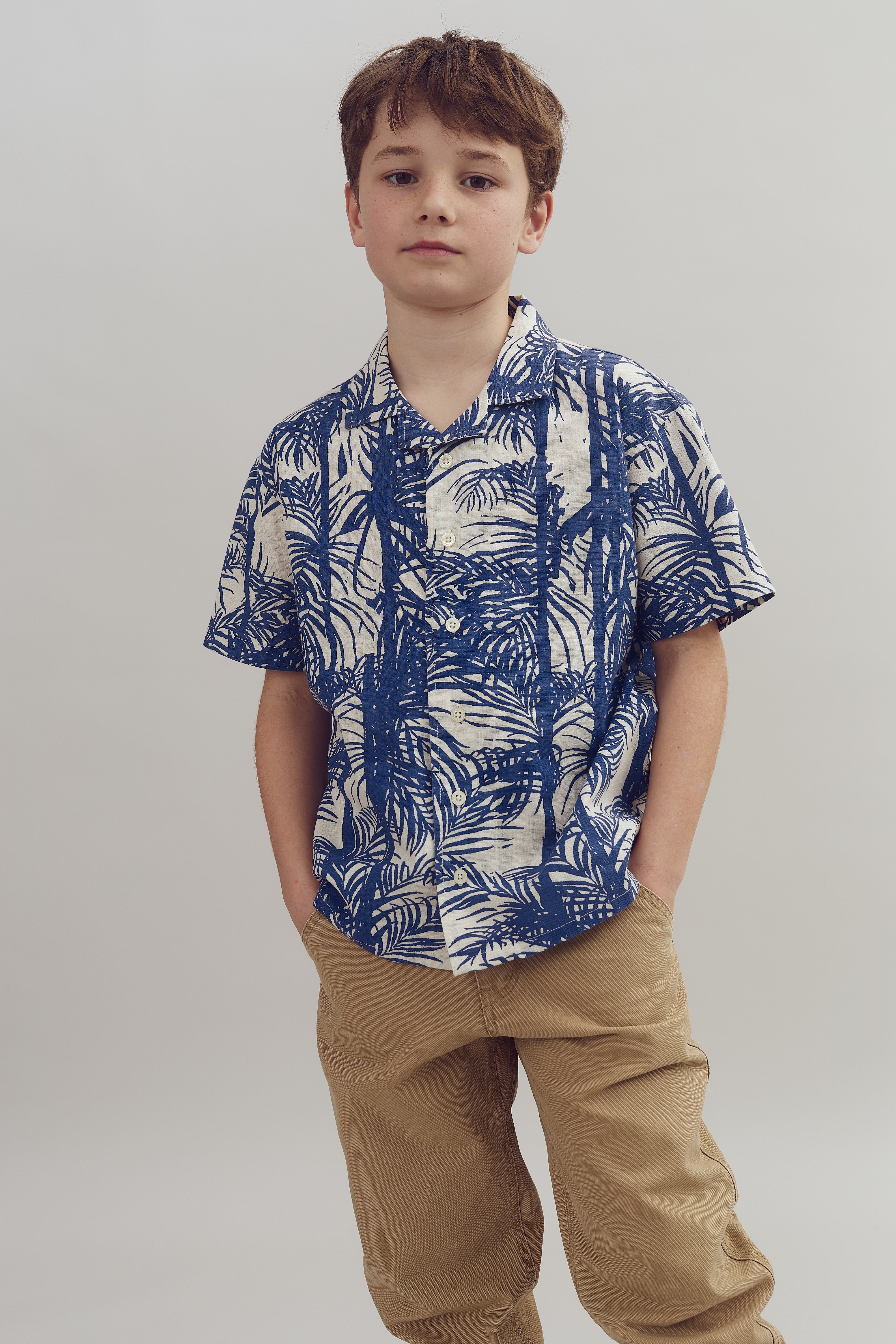 Leinen Tropenhemd - Tween - Blue | 100399 Mateo