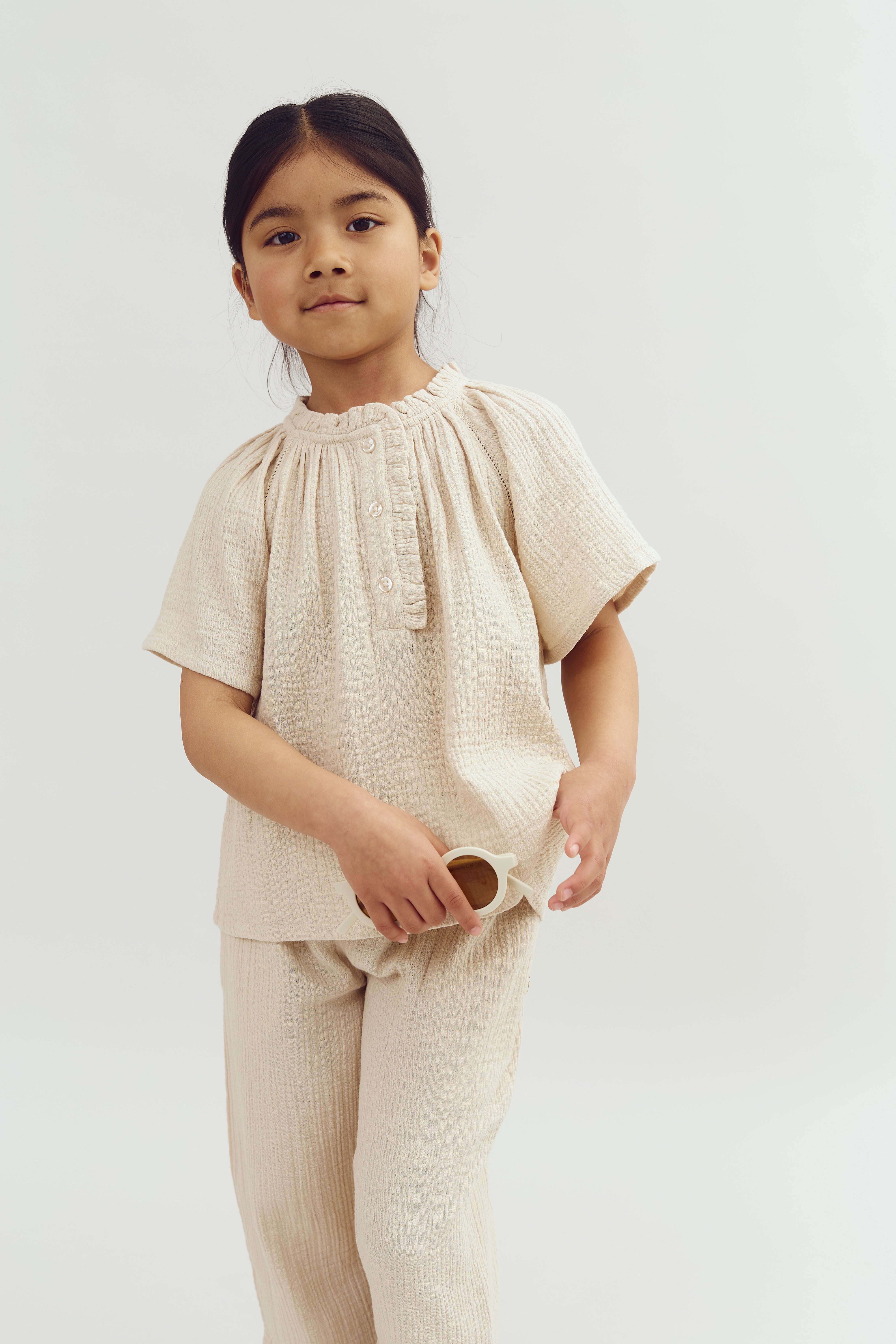 Verkürzte Musselinhose - Light Beige | 100241 Ella
