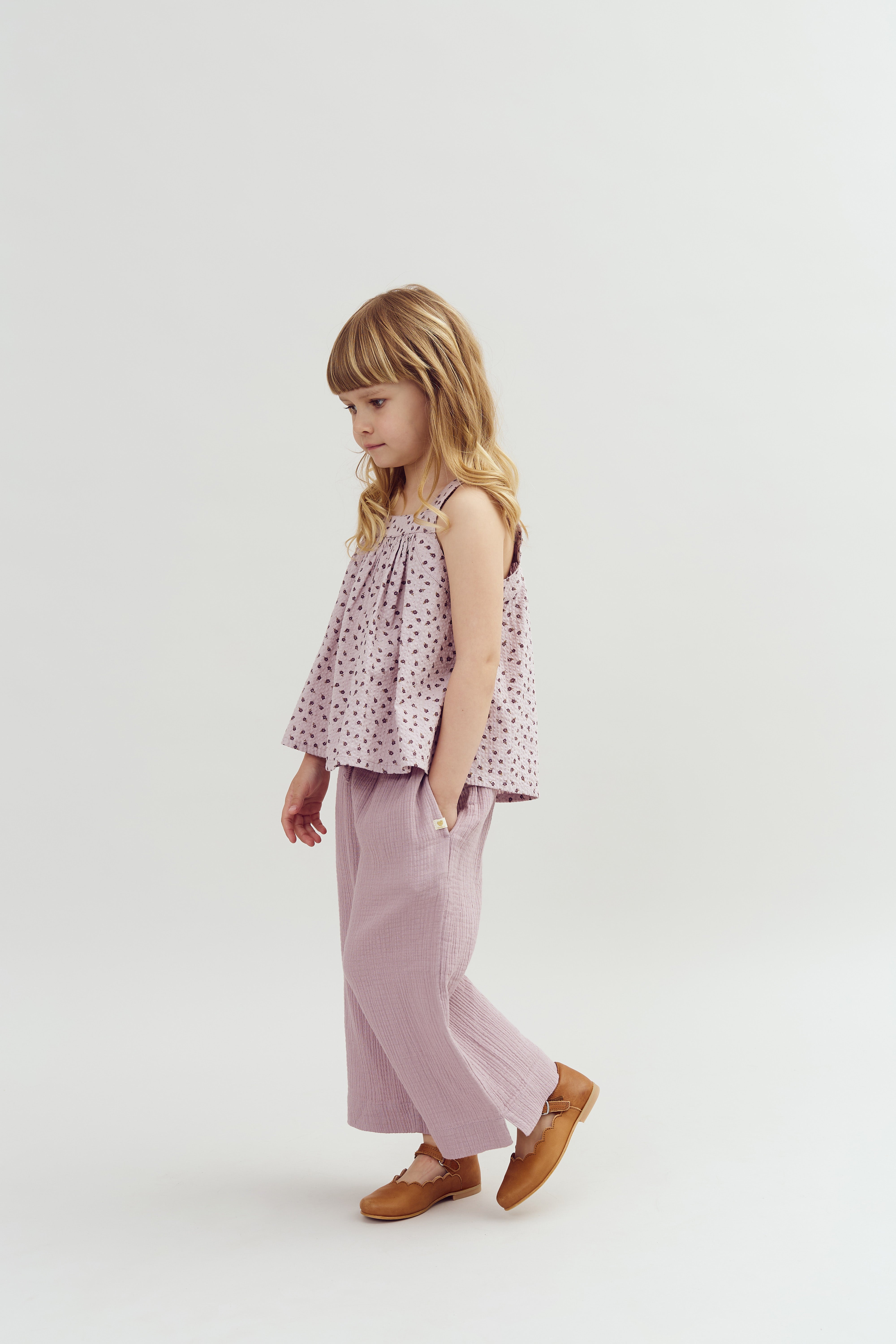 Verkürzte Musselinhose - Purple | 100242 Ella