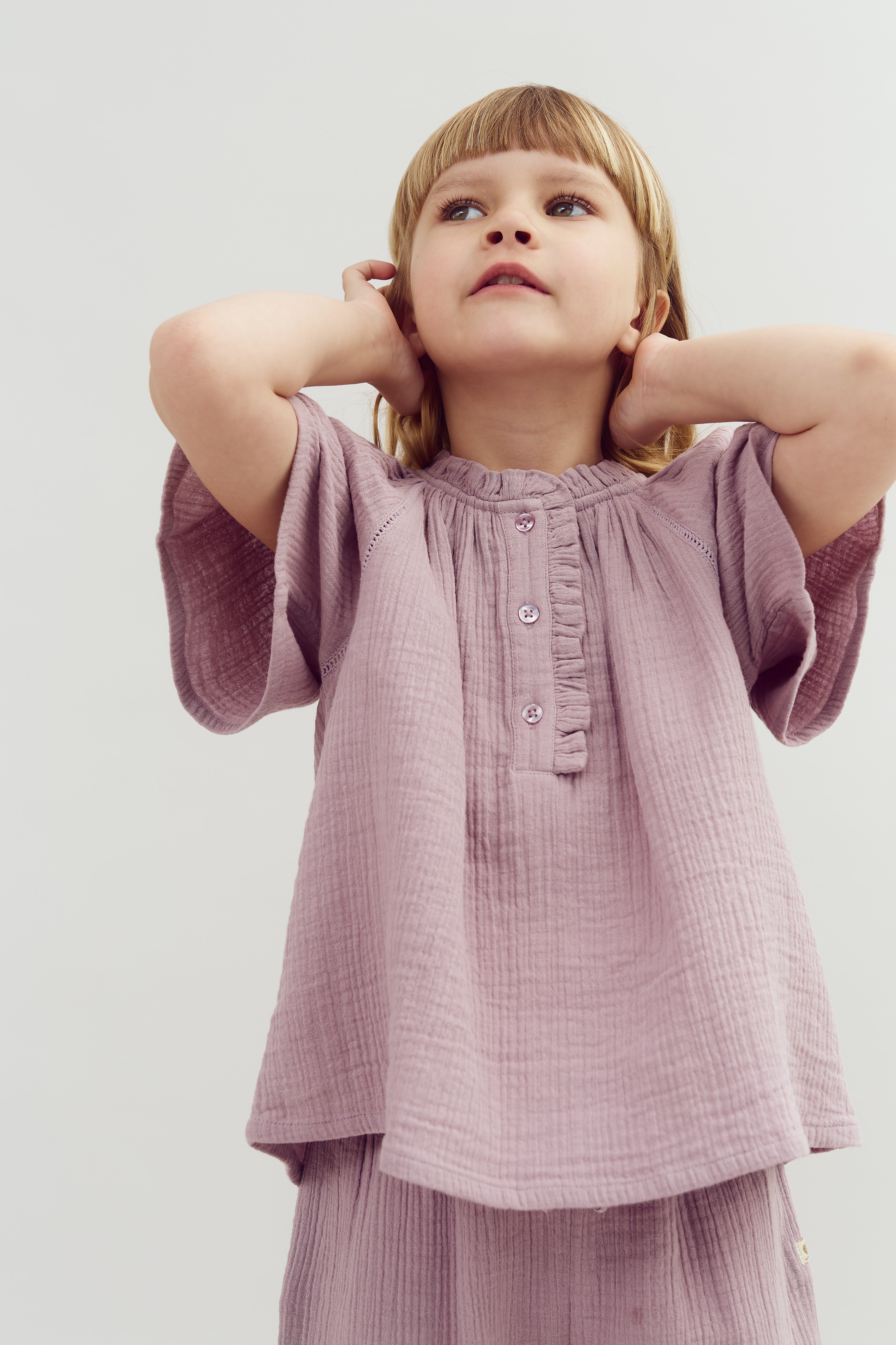 Musselinbluse mit Knopfleiste - Purple | 100240 Ella