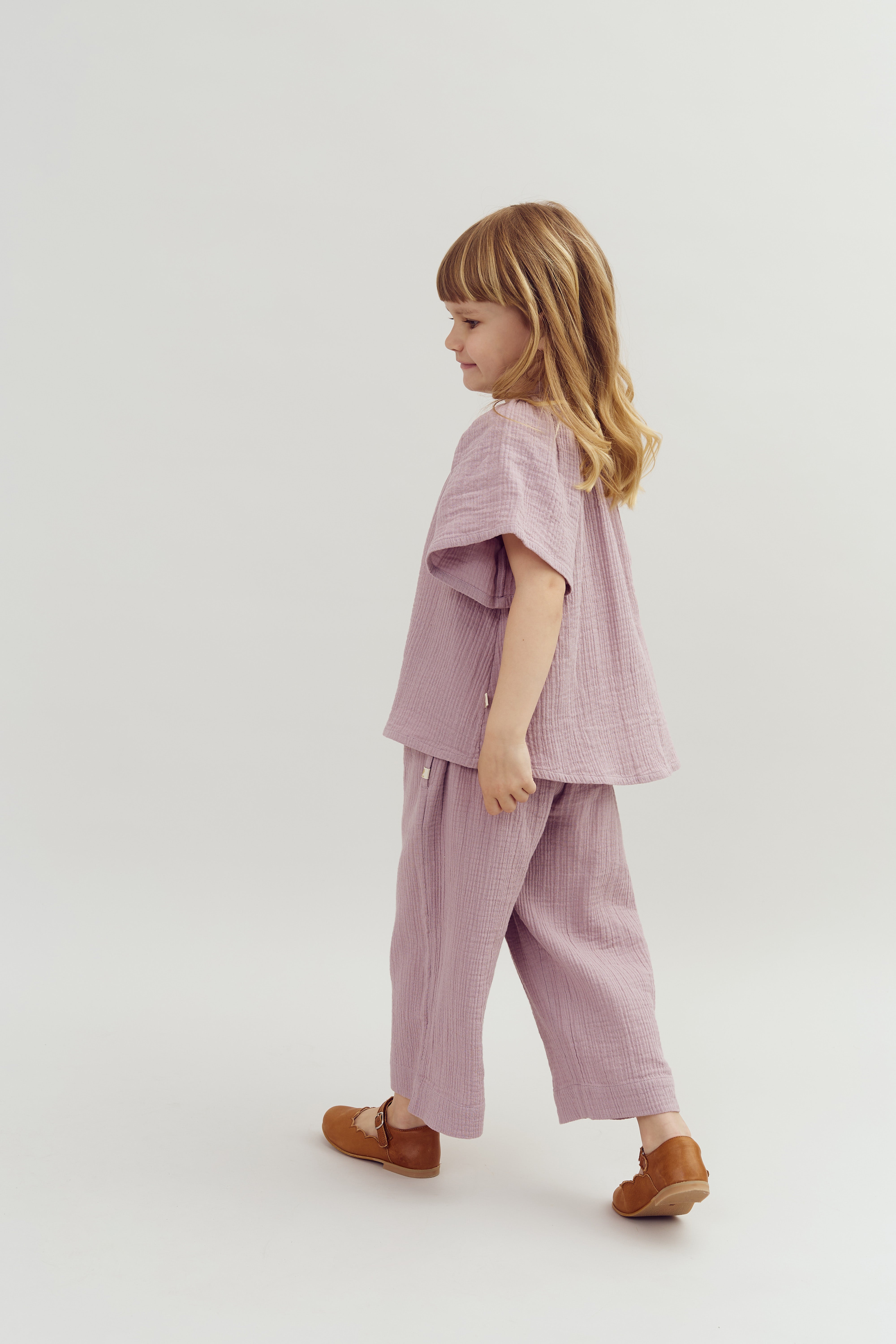 Musselinbluse mit Knopfleiste - Purple | 100240 Ella
