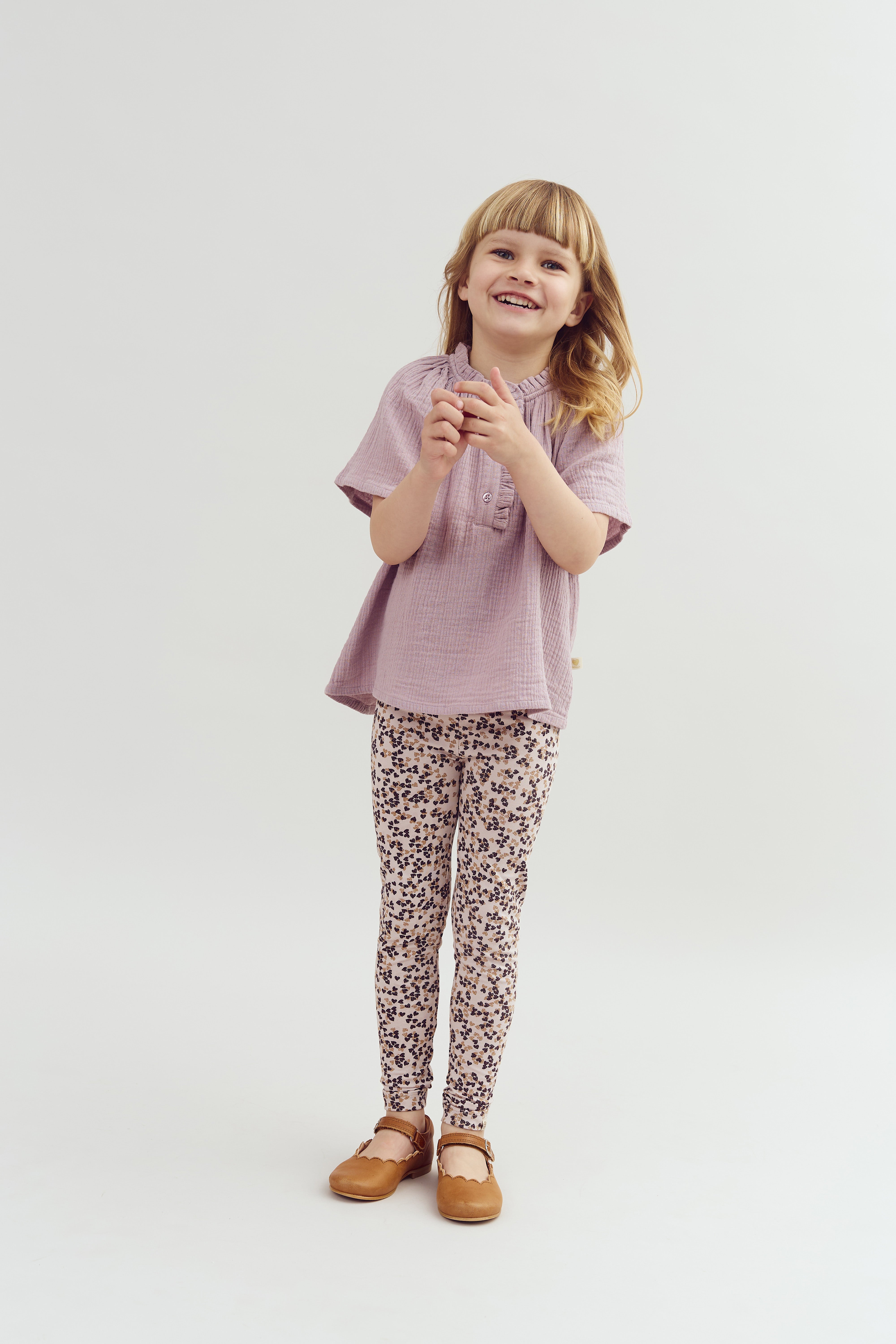 Musselinbluse mit Knopfleiste - Purple | 100240 Ella