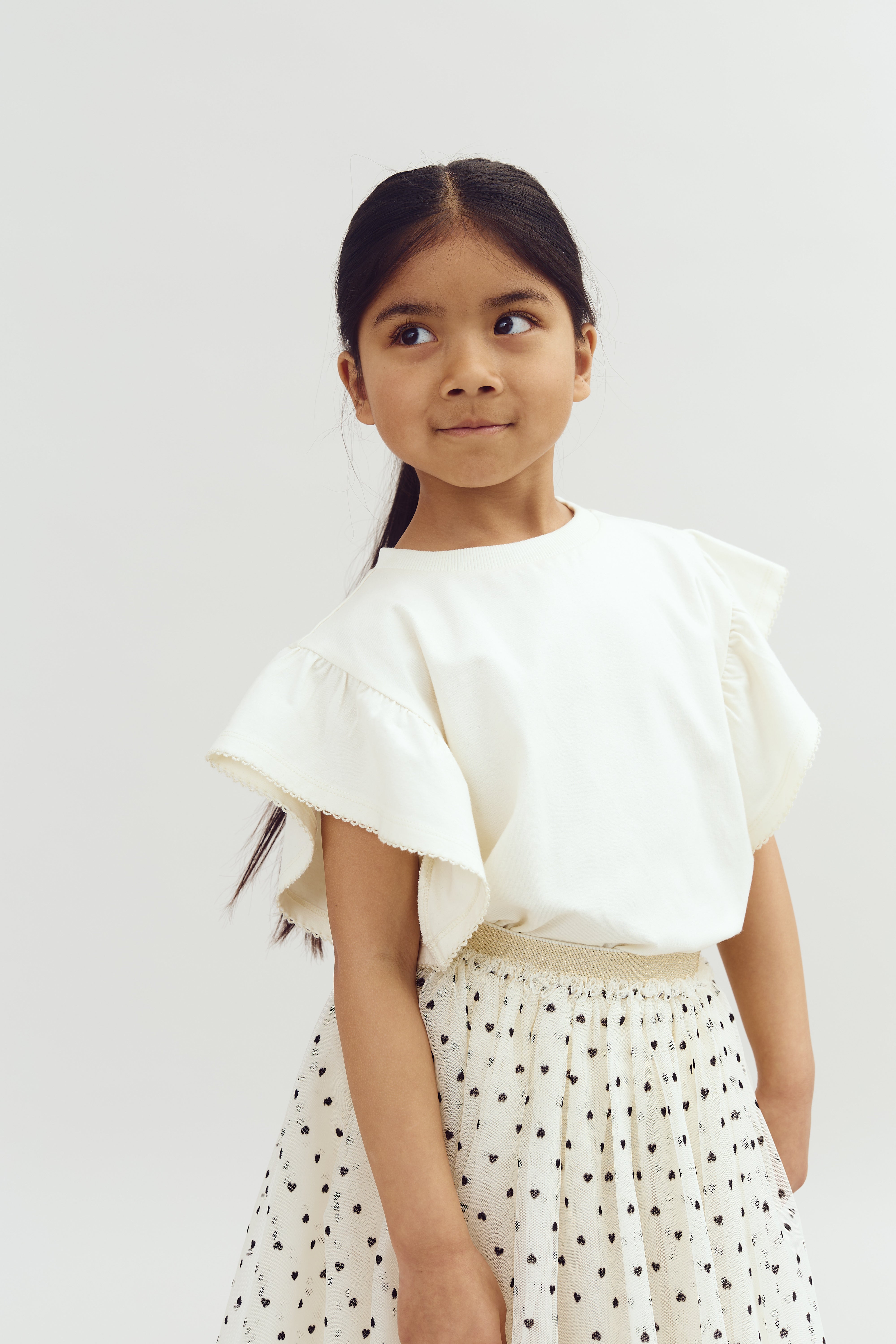Rüschenshirt mit Picot-Stich - Off White | 100254 Vilde