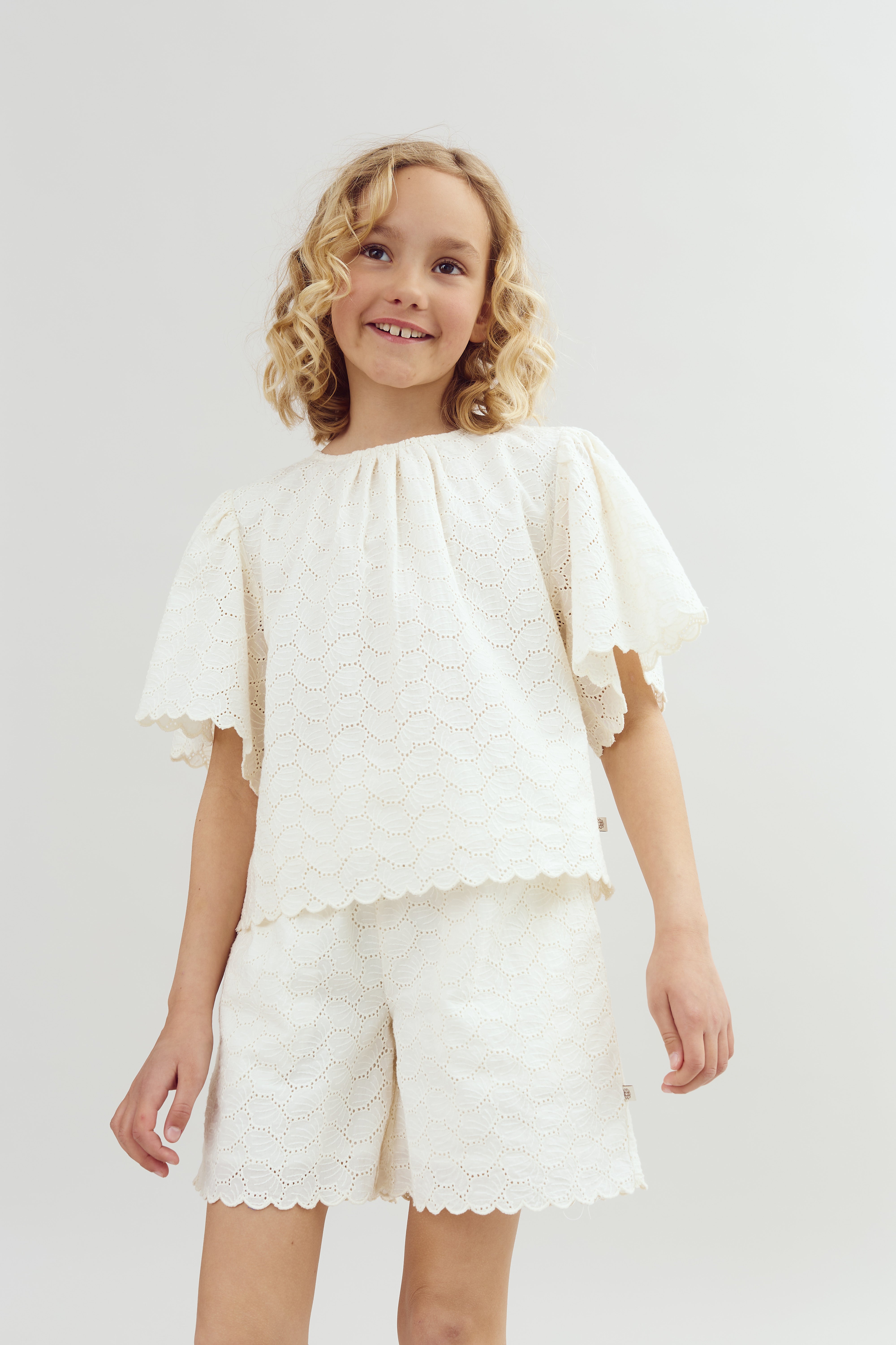 Schmetterlingsstickerei Bluse - Tween - Off - Tween - Off White | 100434 Karla