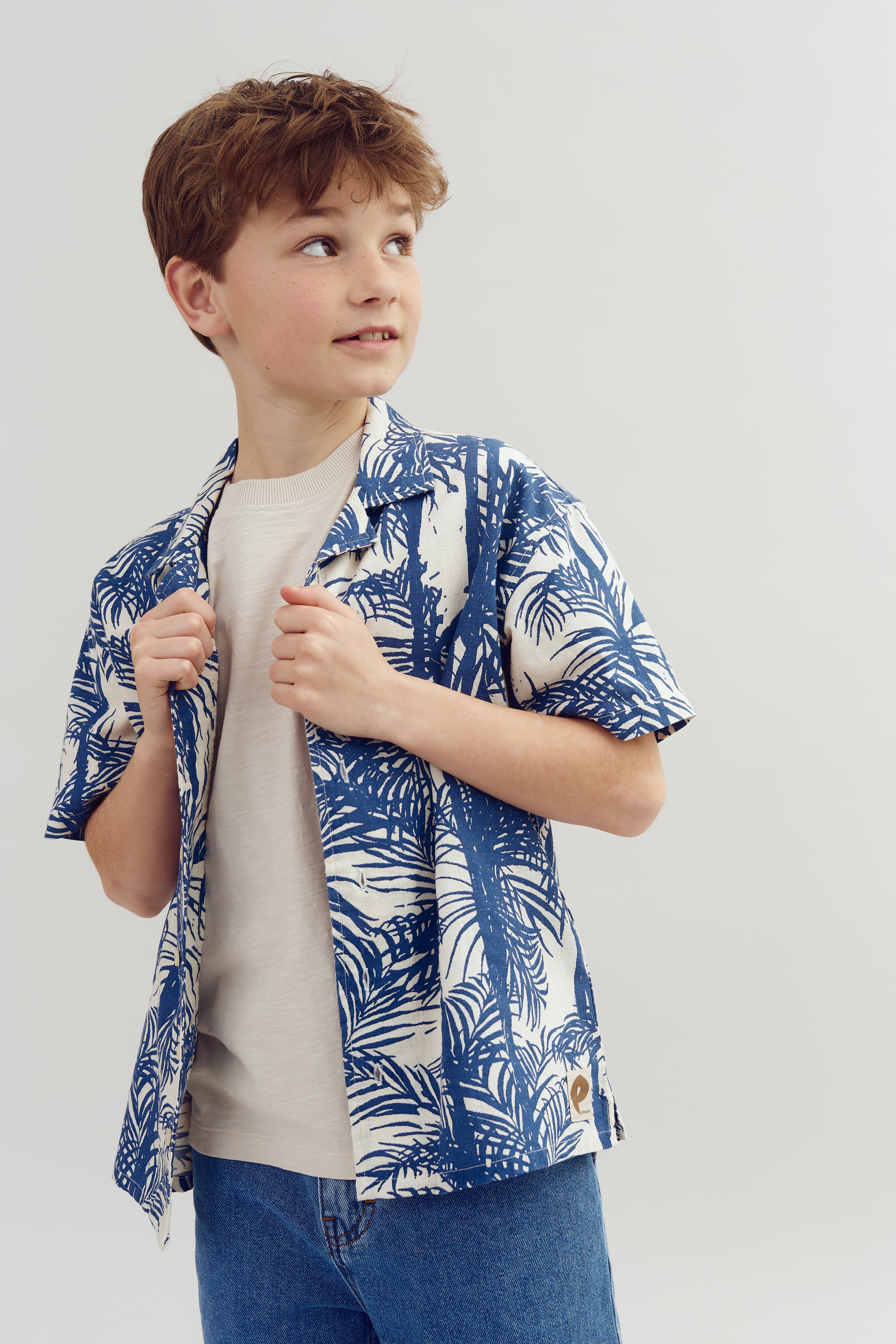 Leinen Tropenhemd - Tween - Blue | 100399 Mateo