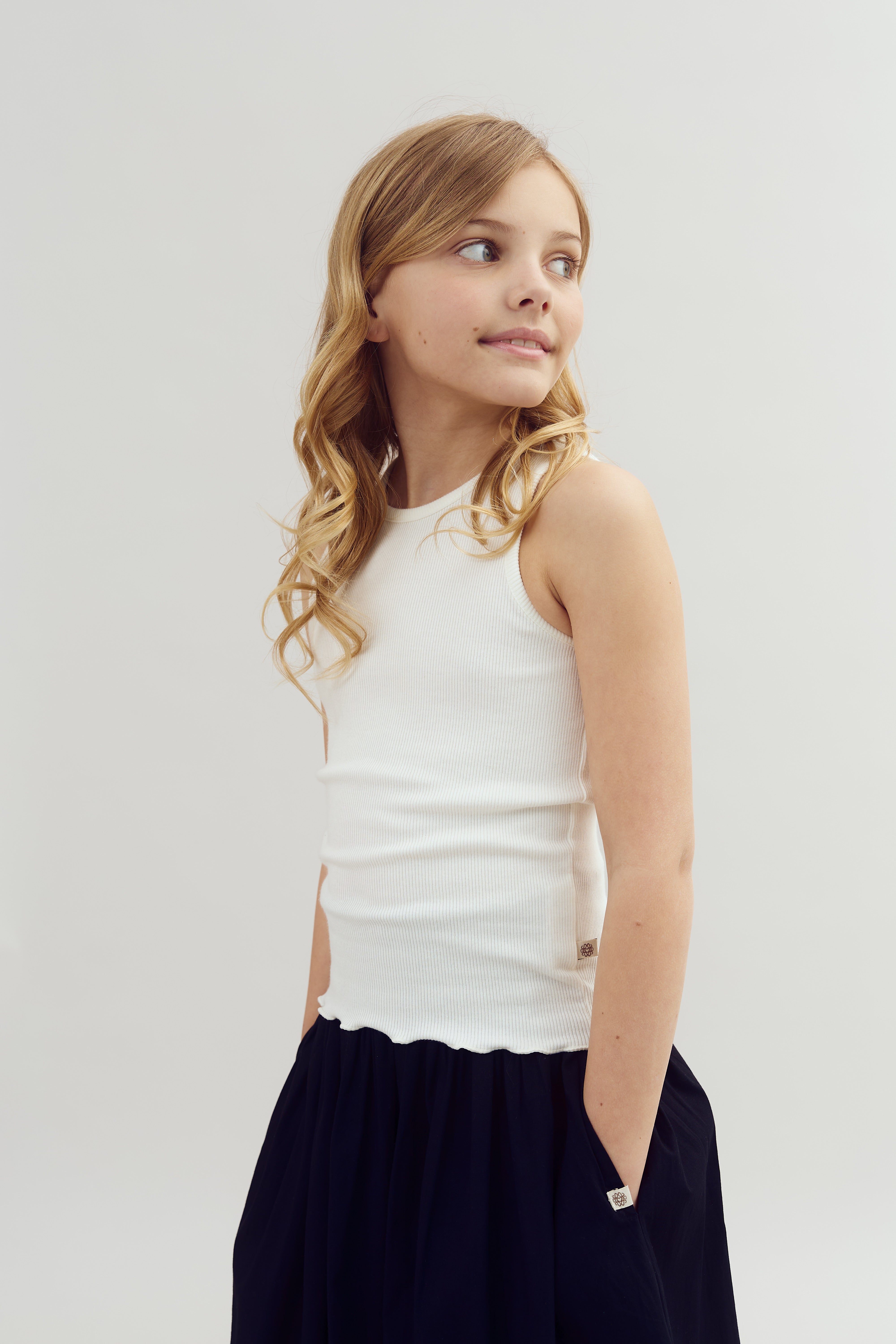 Modal-Ripp Ärmelloses Top - Tween - Off - Tween - Off White | 100452 Fiona