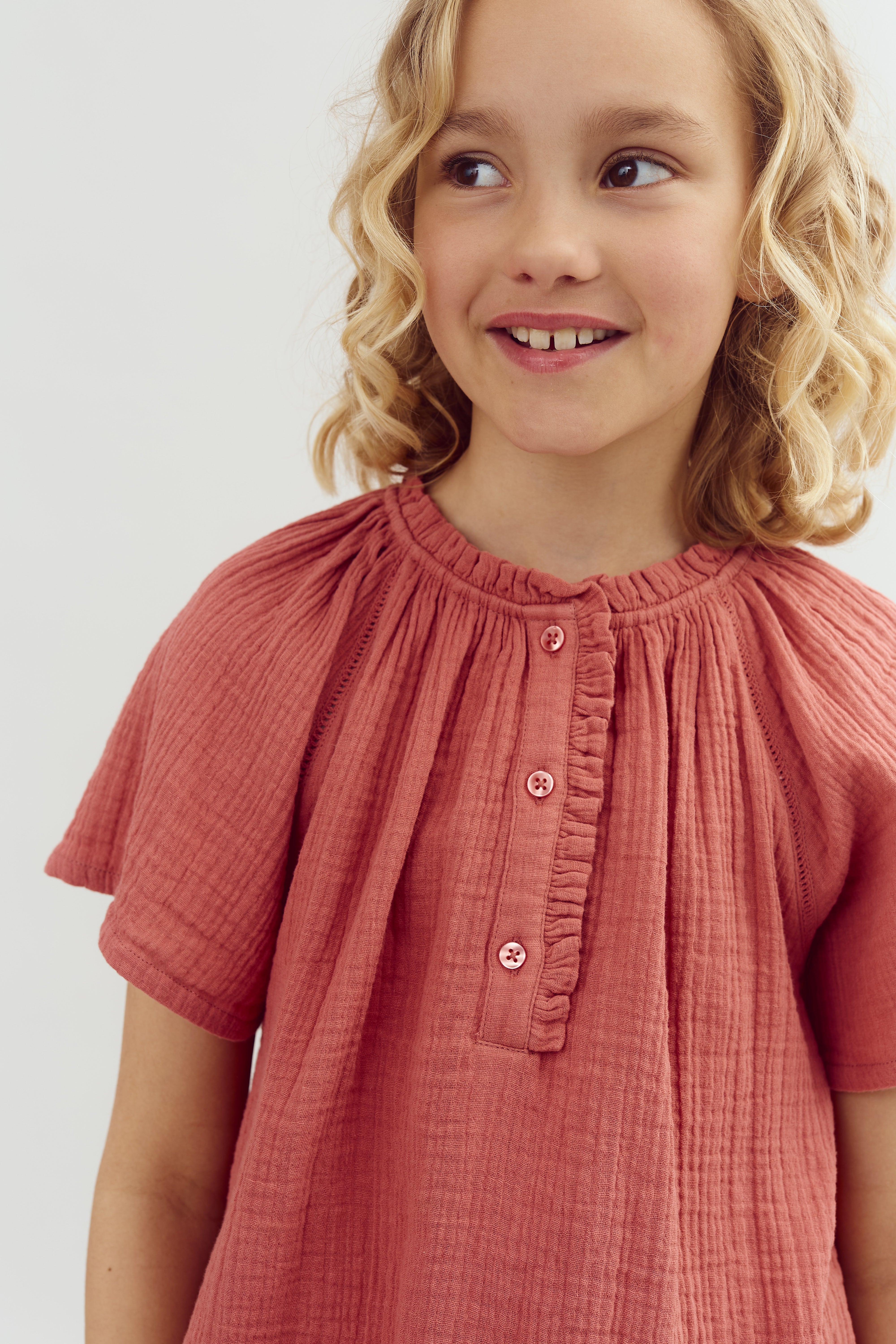 Musselinbluse mit Knopfleiste - Blush | 100289 Ella