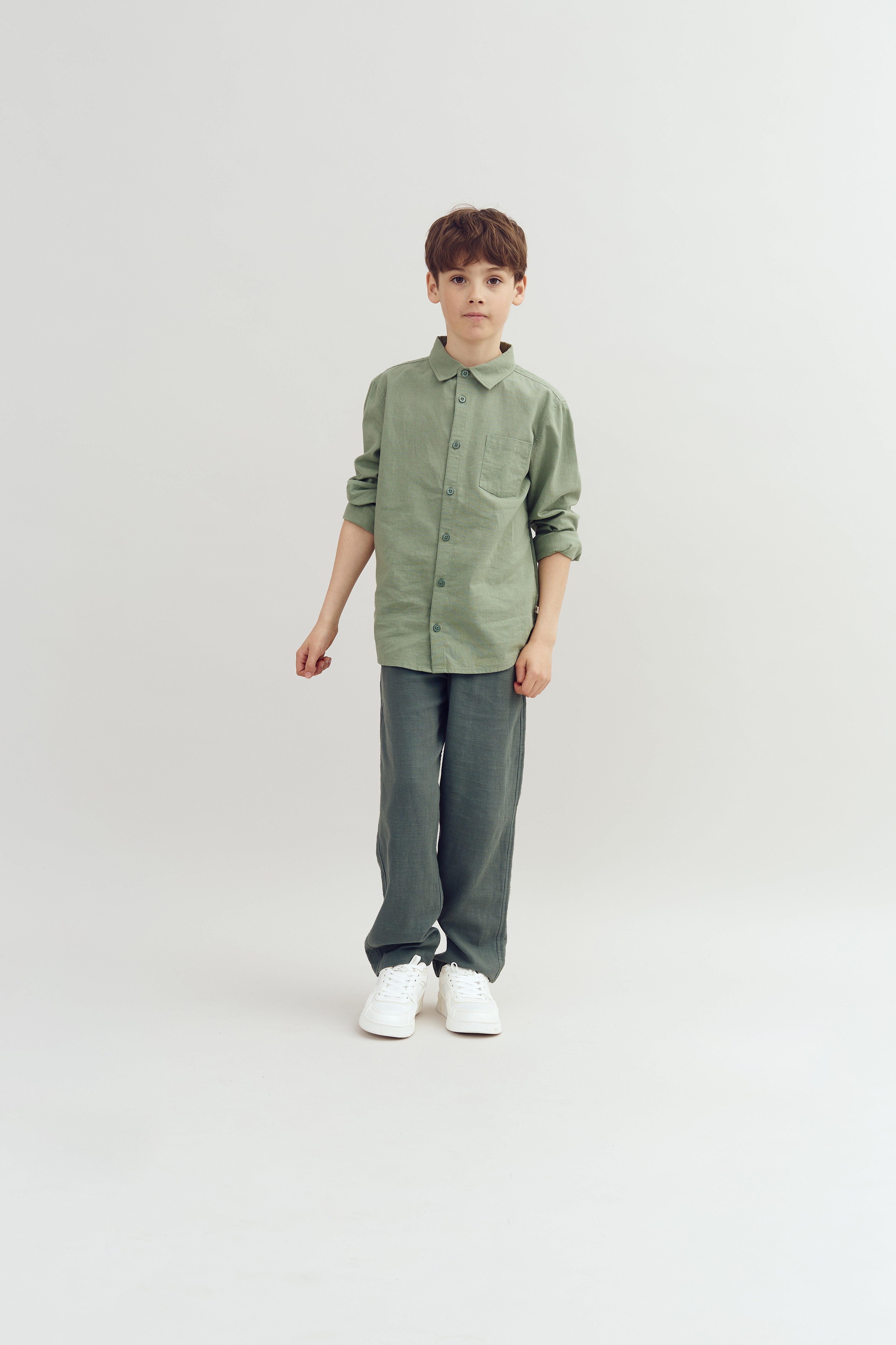 Leinenhemd - Tween - Green | 100172 Pelle