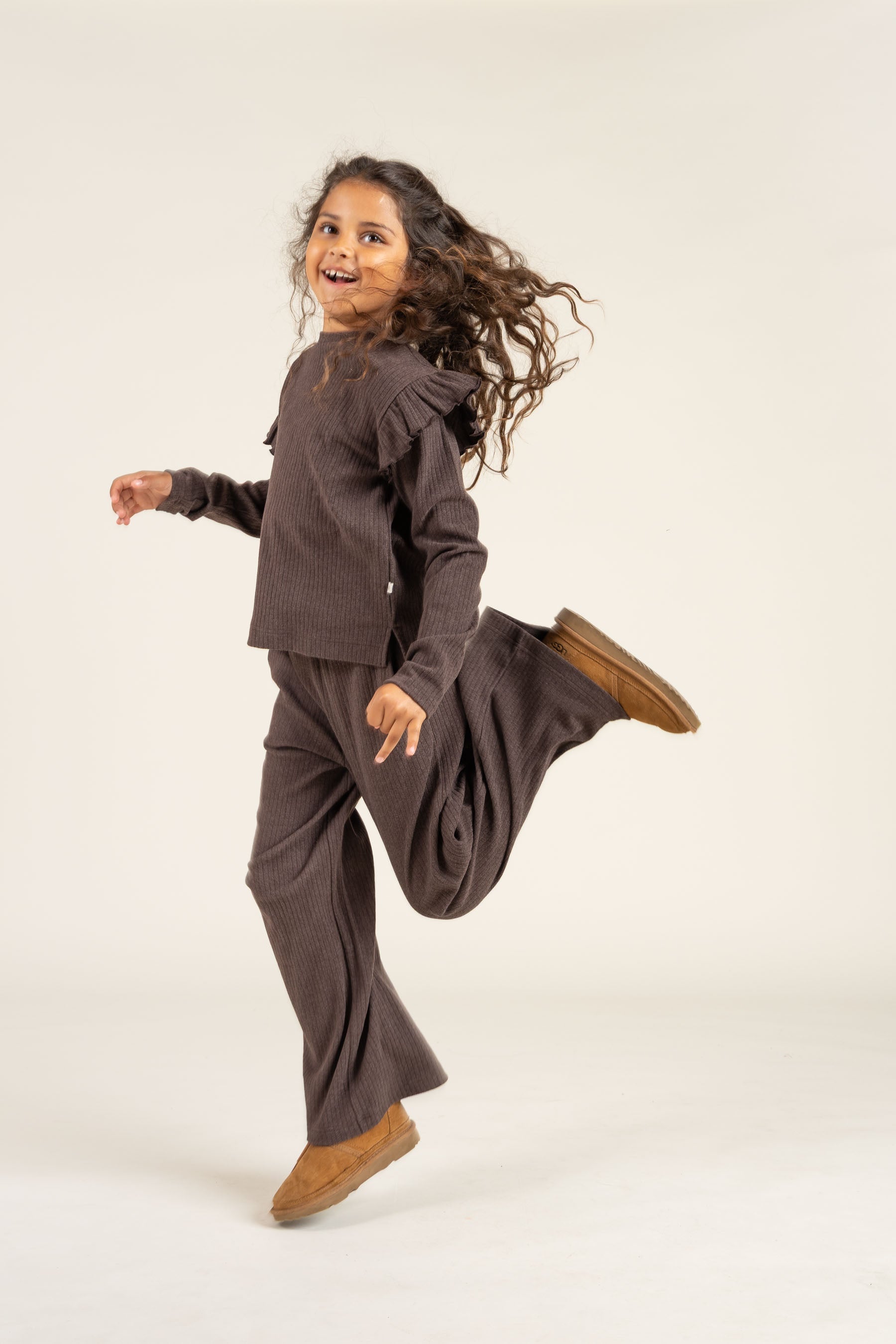 Weiche Ripp-Hose mit weitem Bein - Tween - Chocolate Melange | 100701 Alana