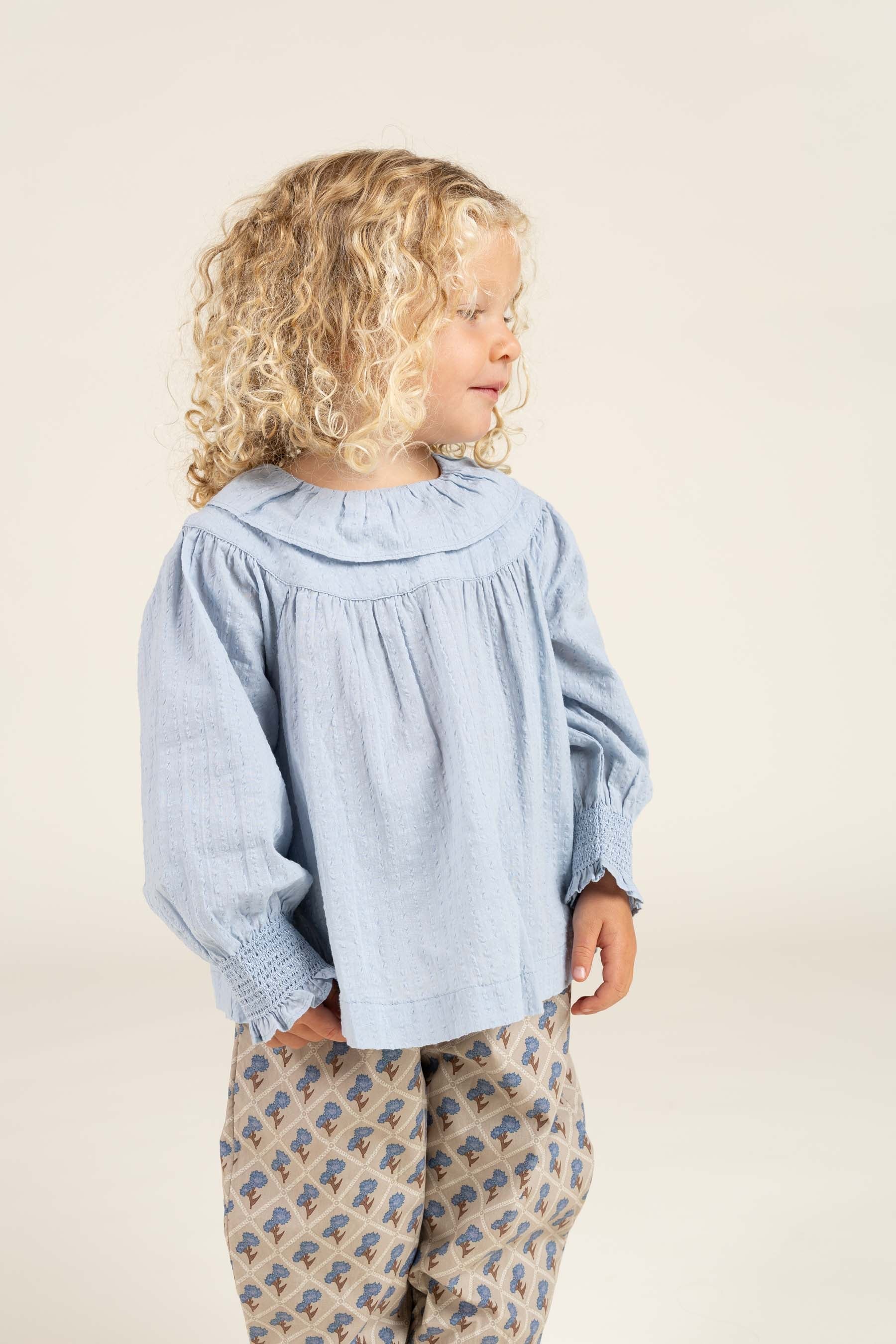 Baumwollbluse mit Kragen - Kids - Light Blue | 100885 Claire