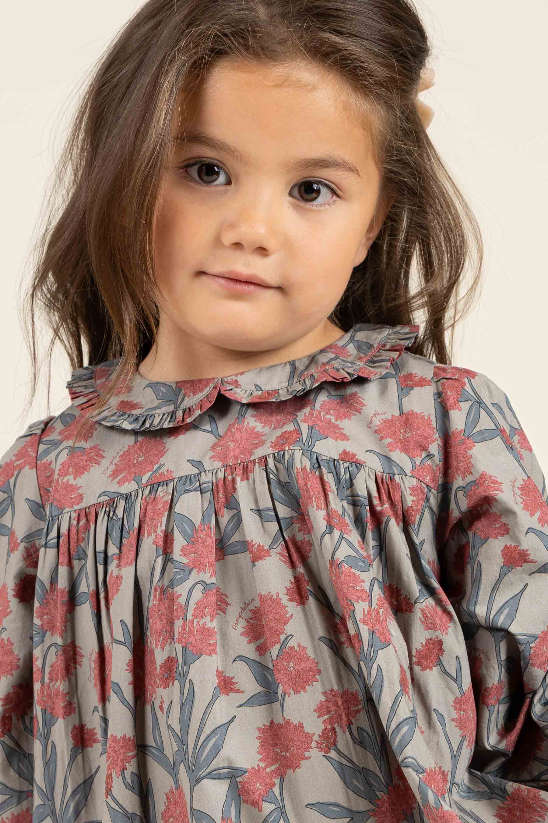 Bedrucktes Popeline-Kleid aus Baumwolle - Kids - Rose / Green | 100722 Amy