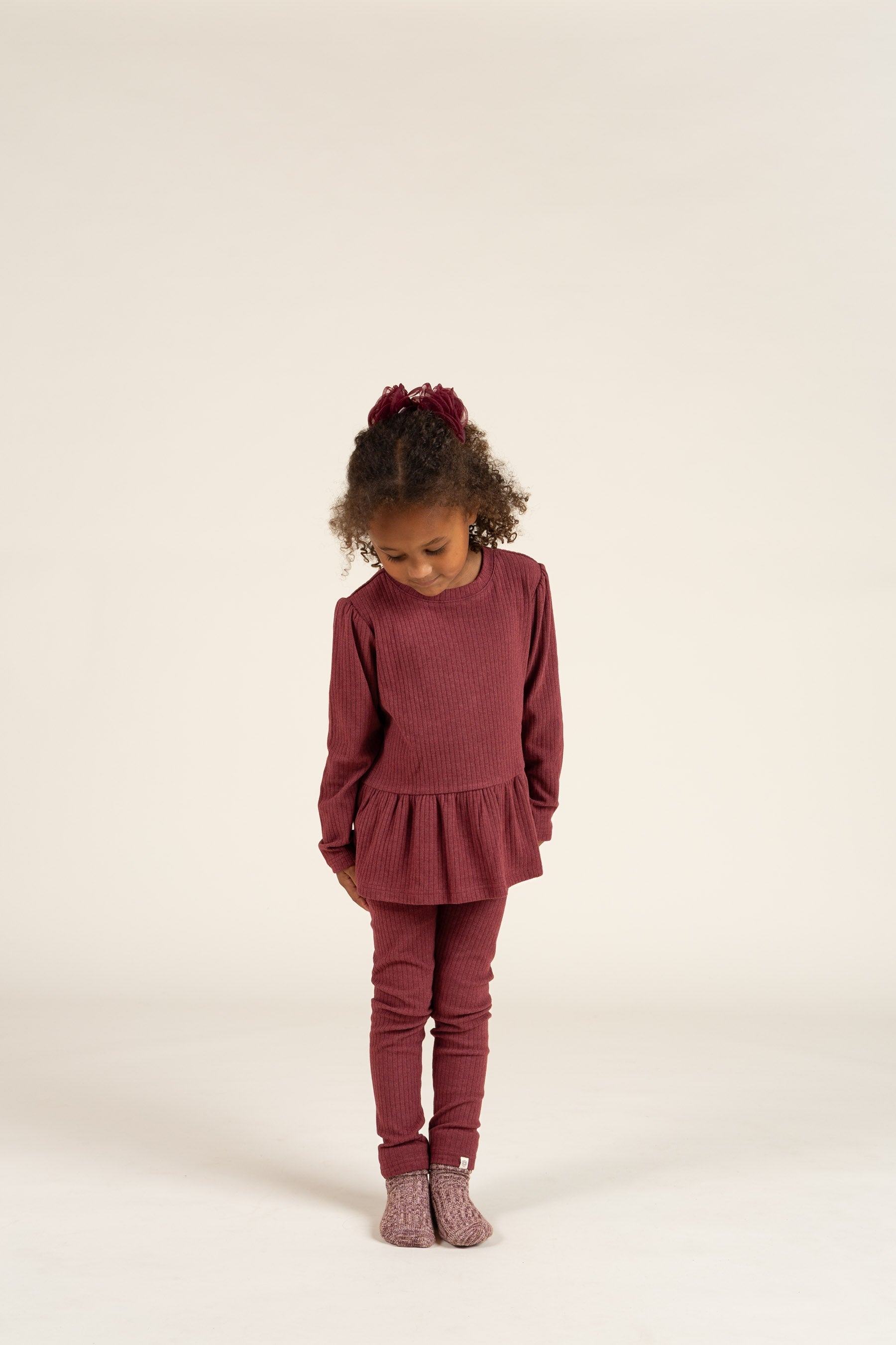 Weiche Ripp-Leggings - Kids - Burgundy Melange | 100698 Alana