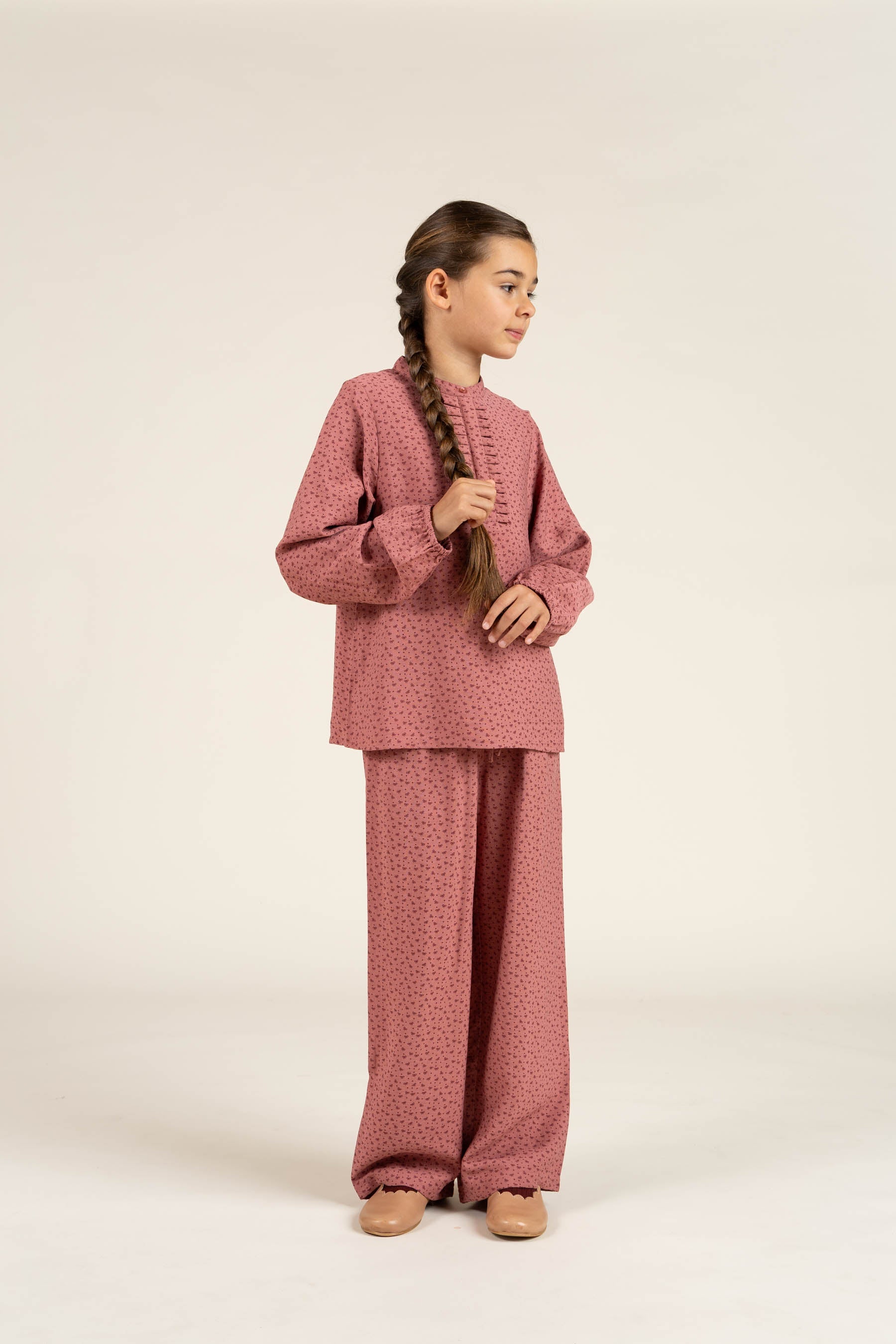 Bedruckte Hose aus Krepp-Viskose - Tween - Rose | 100659 Ana