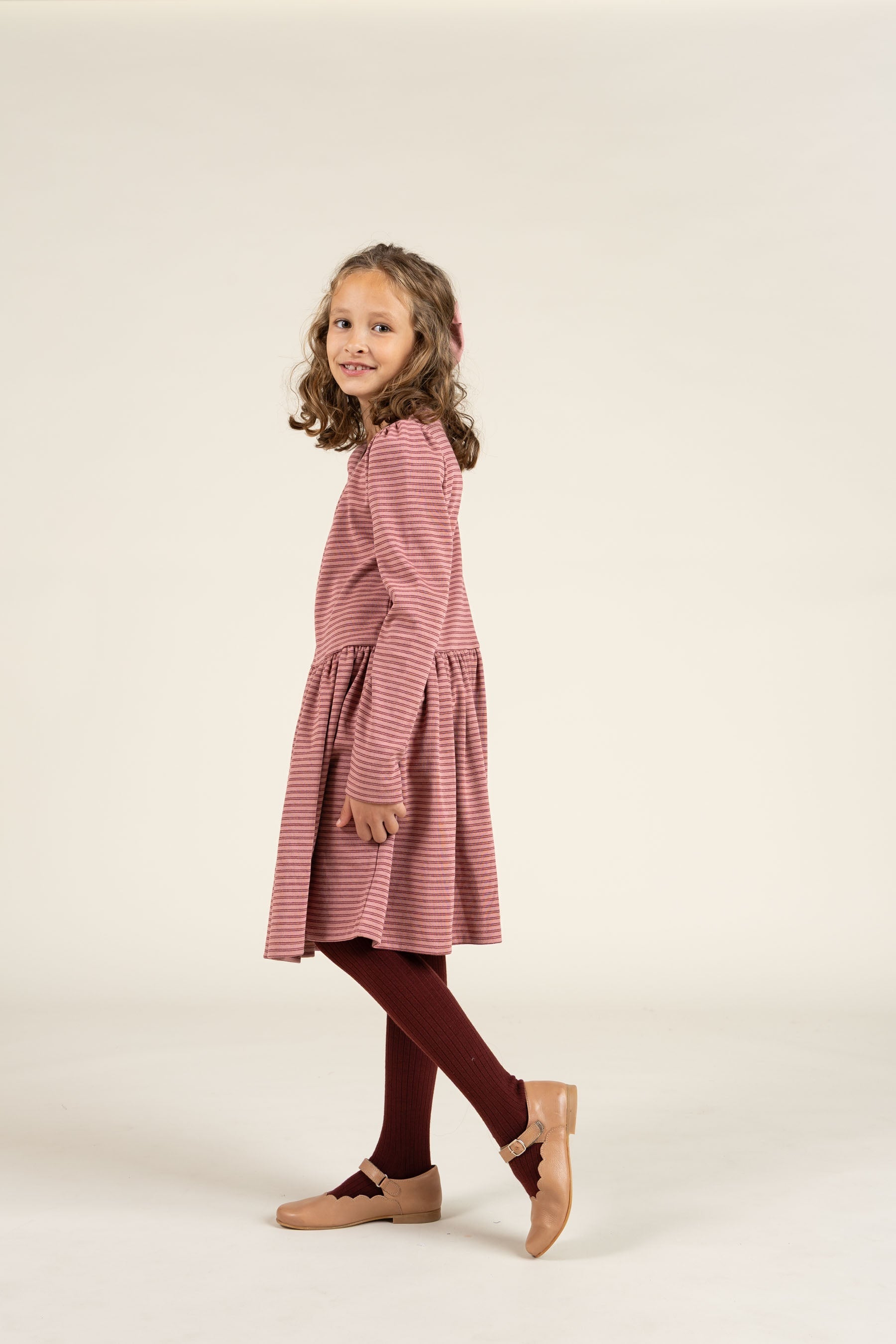 Gestreiftes Jersey-Kleid - Tween - Rose Stripe | 100651 Elise