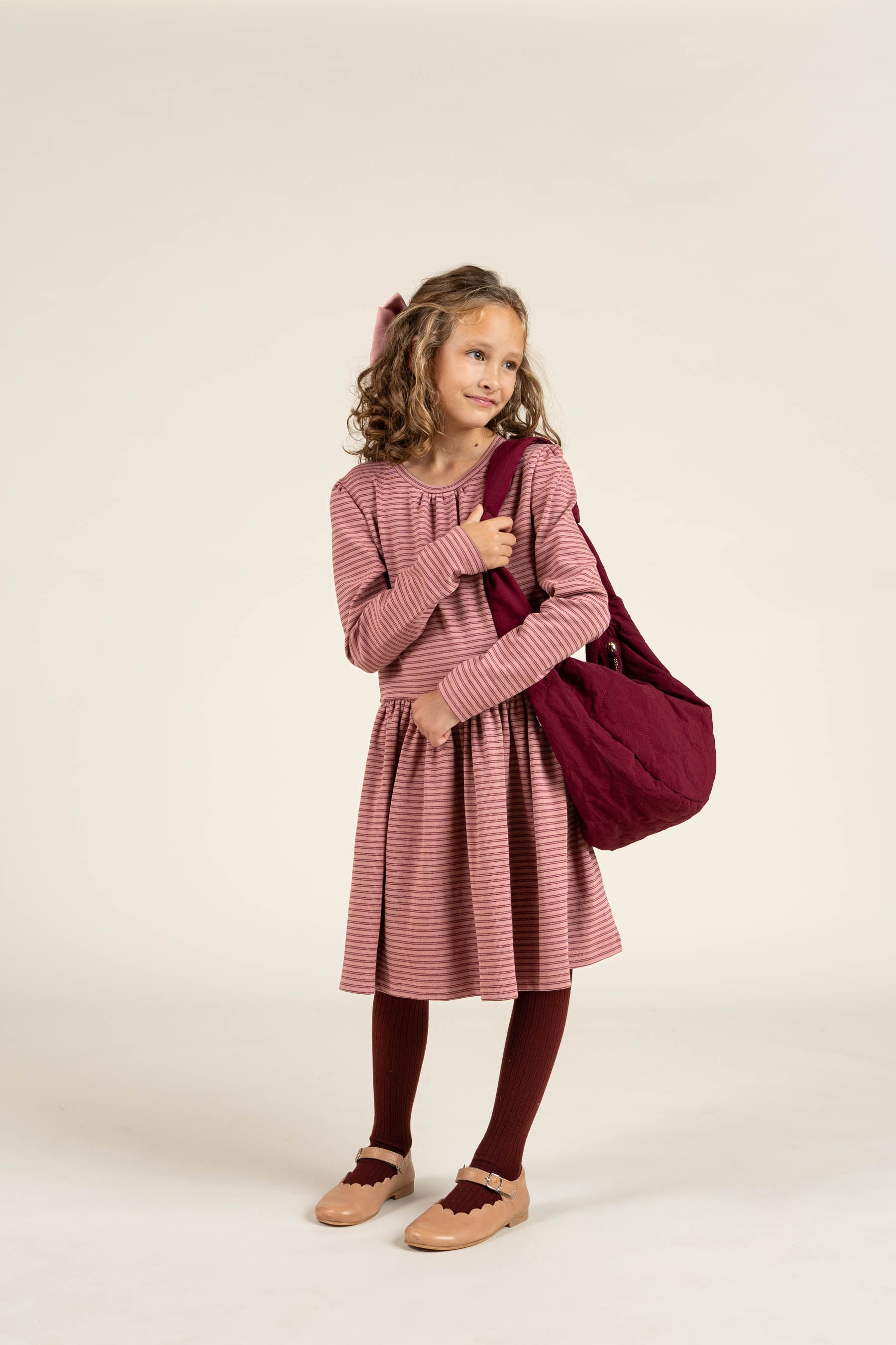 Gestreiftes Jersey-Kleid - Tween - Rose Stripe | 100651 Elise