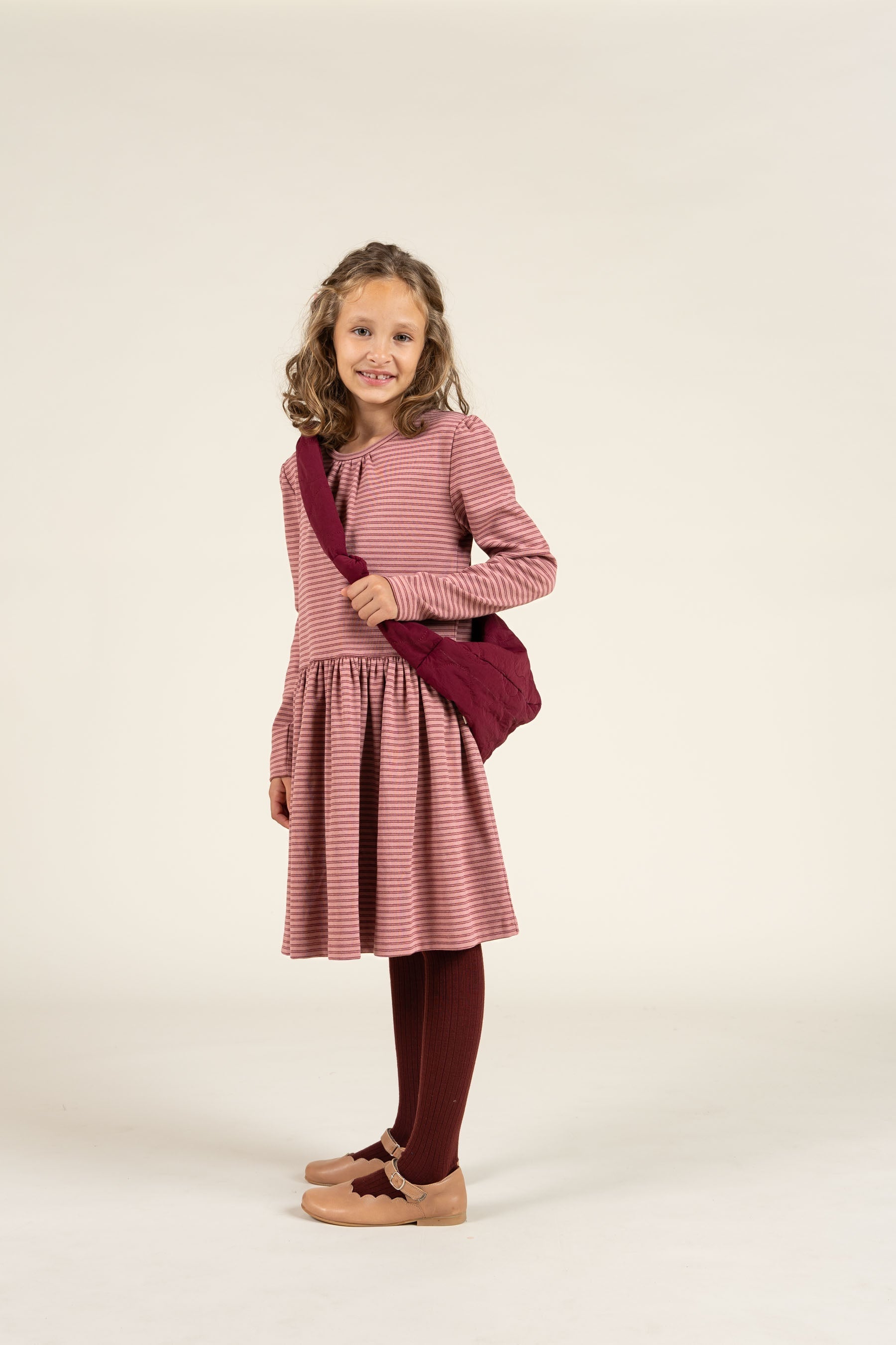 Gestreiftes Jersey-Kleid - Tween - Rose Stripe | 100651 Elise